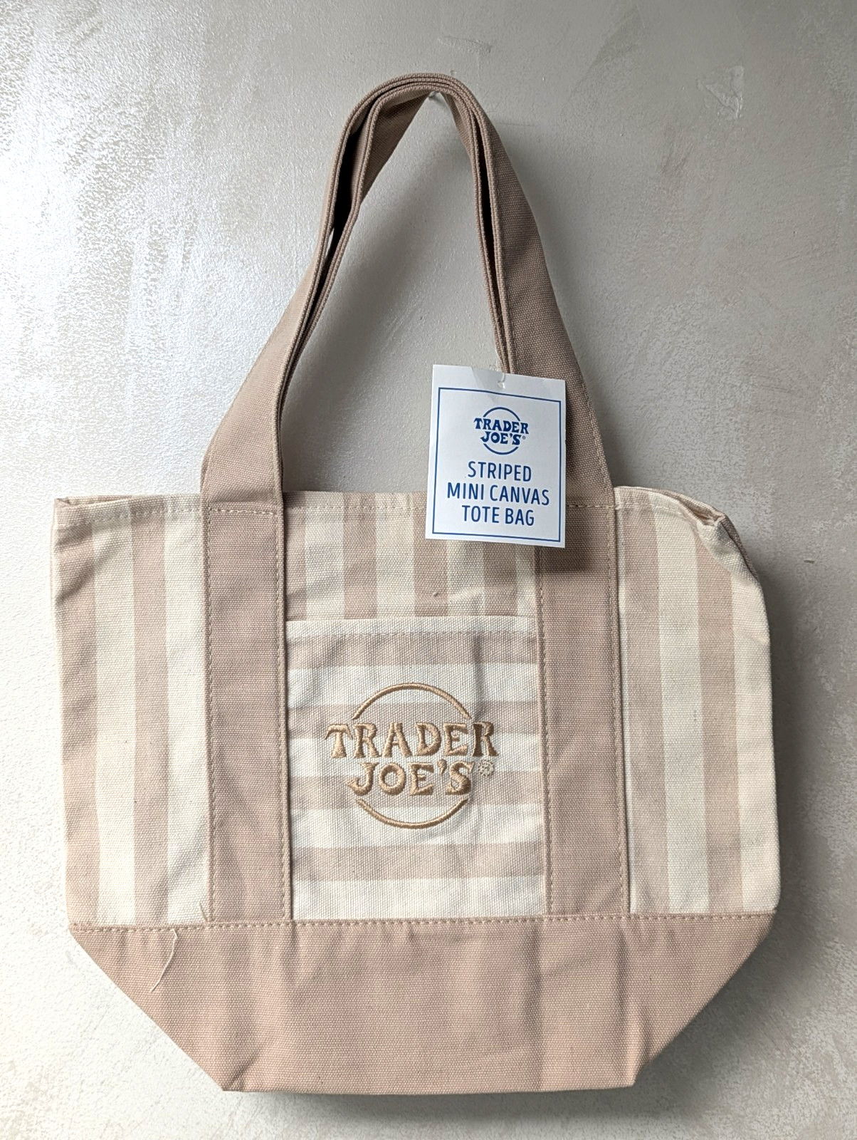 Trader Joe’s Mini Pastel Stripe Canvas Tote Bag Limited Edition, BEIGE