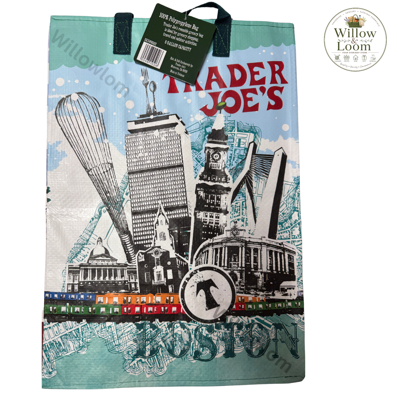 Trader Joe’s Boston City Reusable Grocery Bag 6 Gal Polypropylene New with Tags