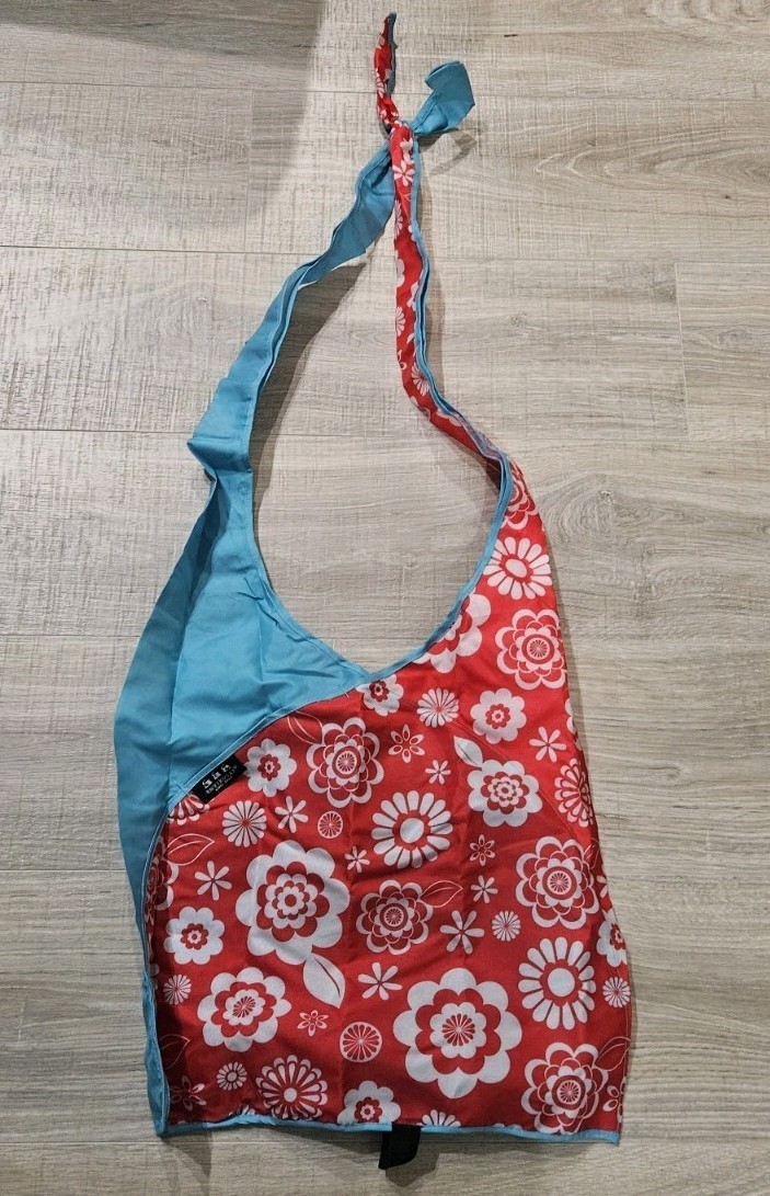 Envirosax Slingsax Bag Blue Floral Adjustable Strap Tote Grocery