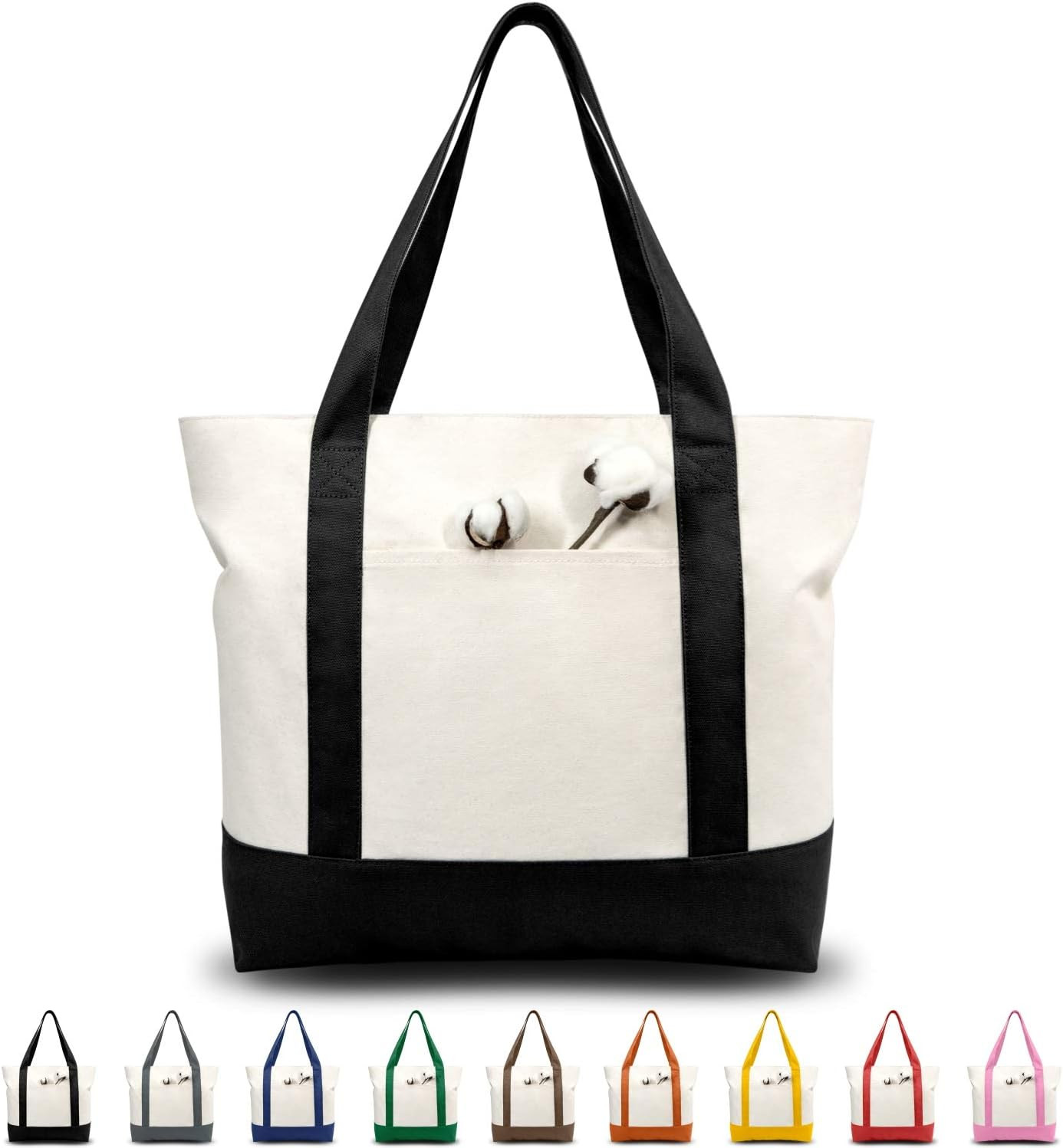 1 | 3 | 6 | 30 Pack Canvas Tote Bag with an External Pocket, Reusable Grocery Sh