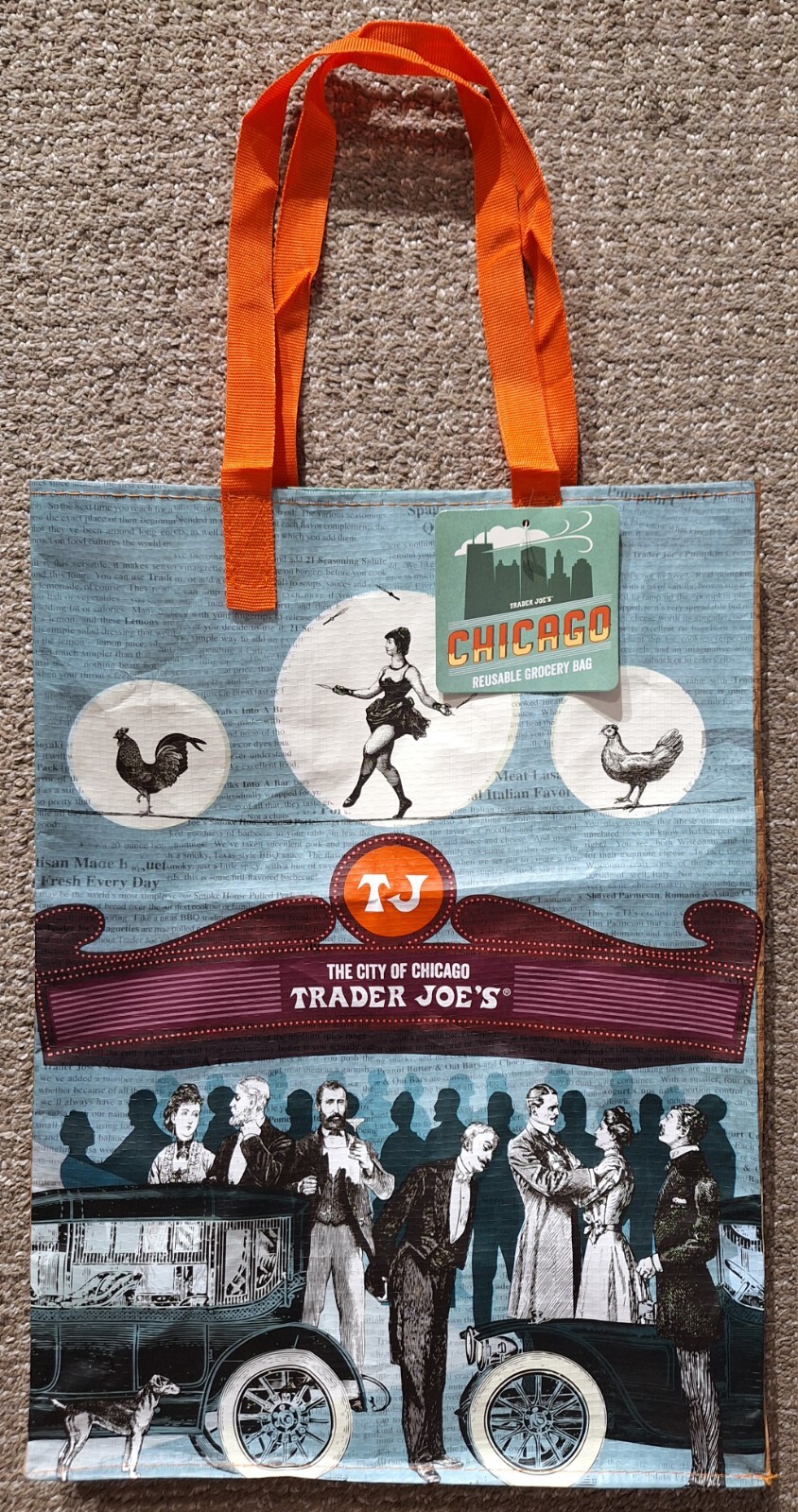 TRADER JOE’S Chicago Regional Tote Bag Reusable Tote 6 Gallon Capacity NEW/NWT