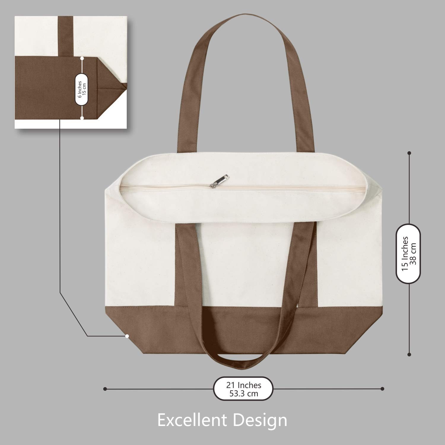 1-Pack Canvas Tote Bag with an External Pocket, Reusable Grocery Shopping Bag…
