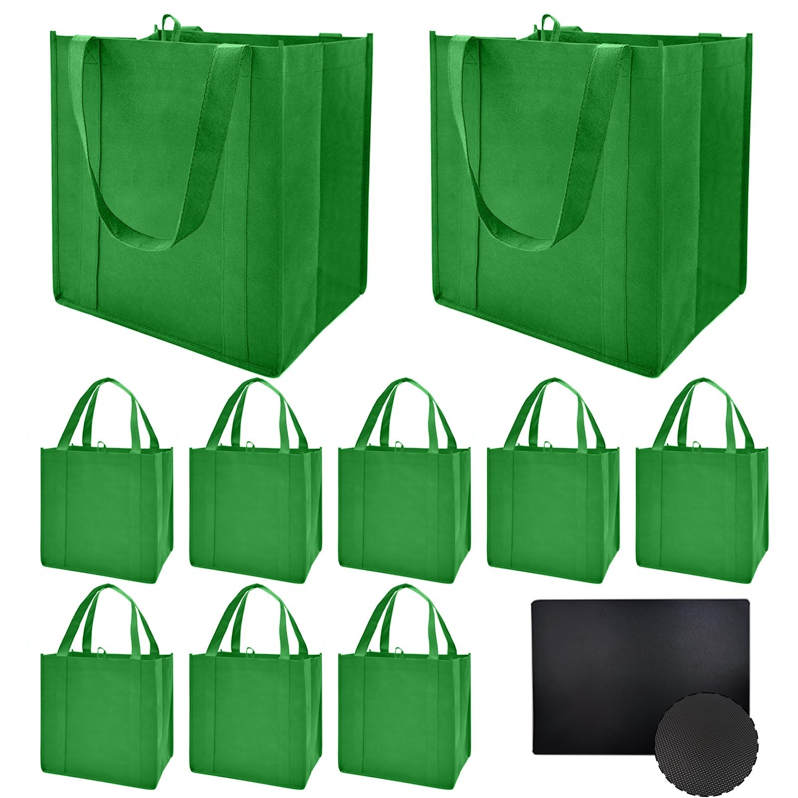 10 PCS Reusable Reinforced Handle Grocery Bags Heavy Duty Foldable Washable