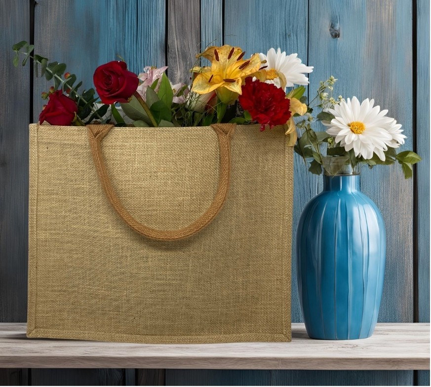10 Pack XL Jute Burlap Tote Bags with Handles (15×12.5) Gift DIY Art Blank Beach