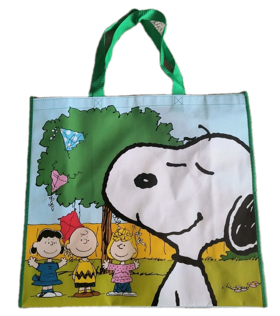 PEANUTS Extra Large Green Reusable SNOOPY Tote Bag with Handle NWOT! Free Ship!