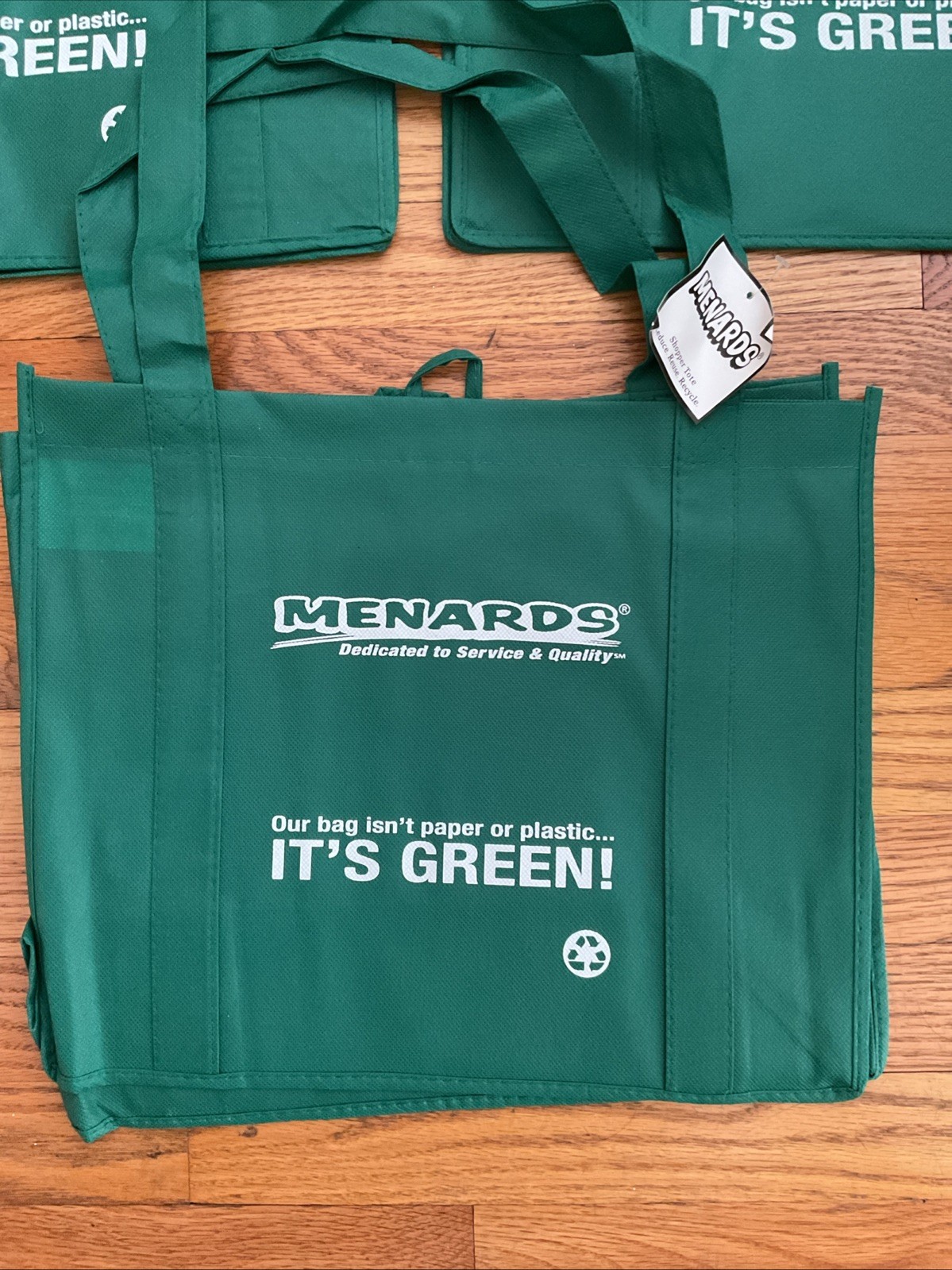LOT Of 5 Menards Reusable It’s Green Shopping / Grocery Bag Tote NEW