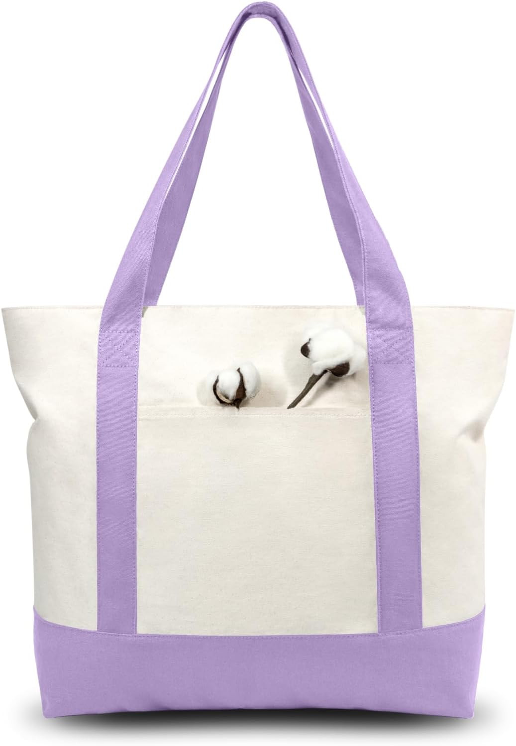 3-Pack Canvas Tote Bags with an External Pocket, Reusable Grocery Shopping Bags,