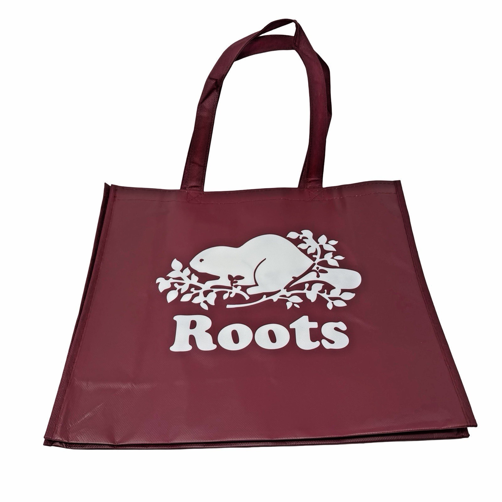 Roots Athletic Canada Black Reusable Shopping Bag Beaver Logo Preowned 16×14