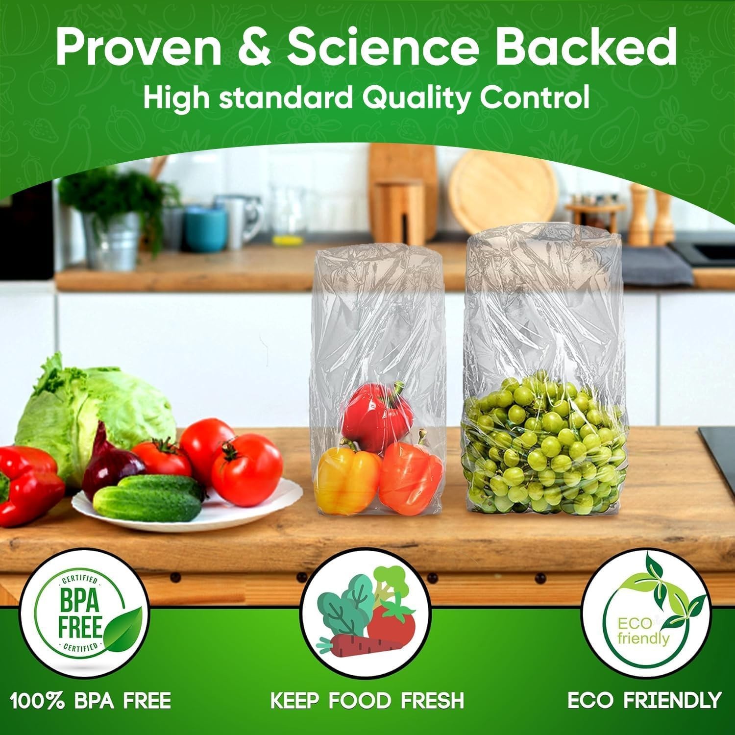 Produce Pouch 30-Pack (15M, 15L) – Extend Shelf 30 Count (Pack of 1), clear
