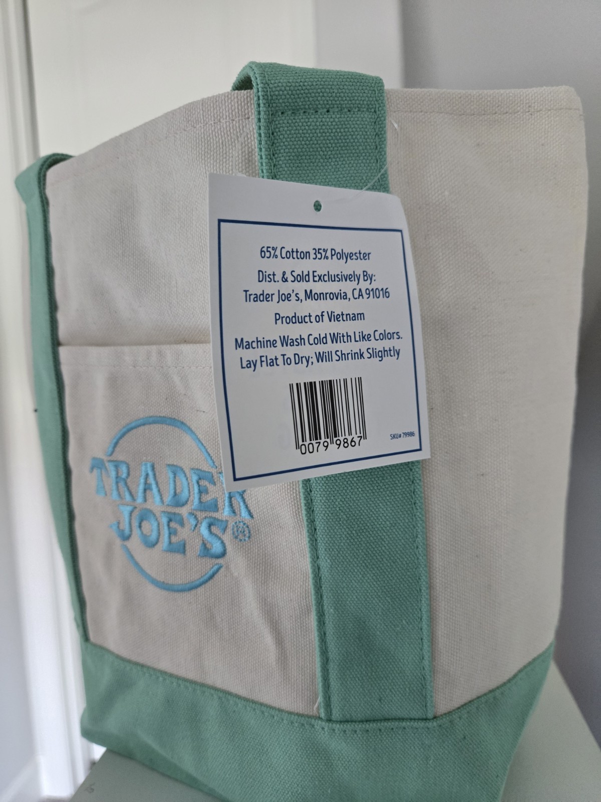Trader Joe’s Mini Canvas Tote Bag Spring 2026 Pastel Green NWT