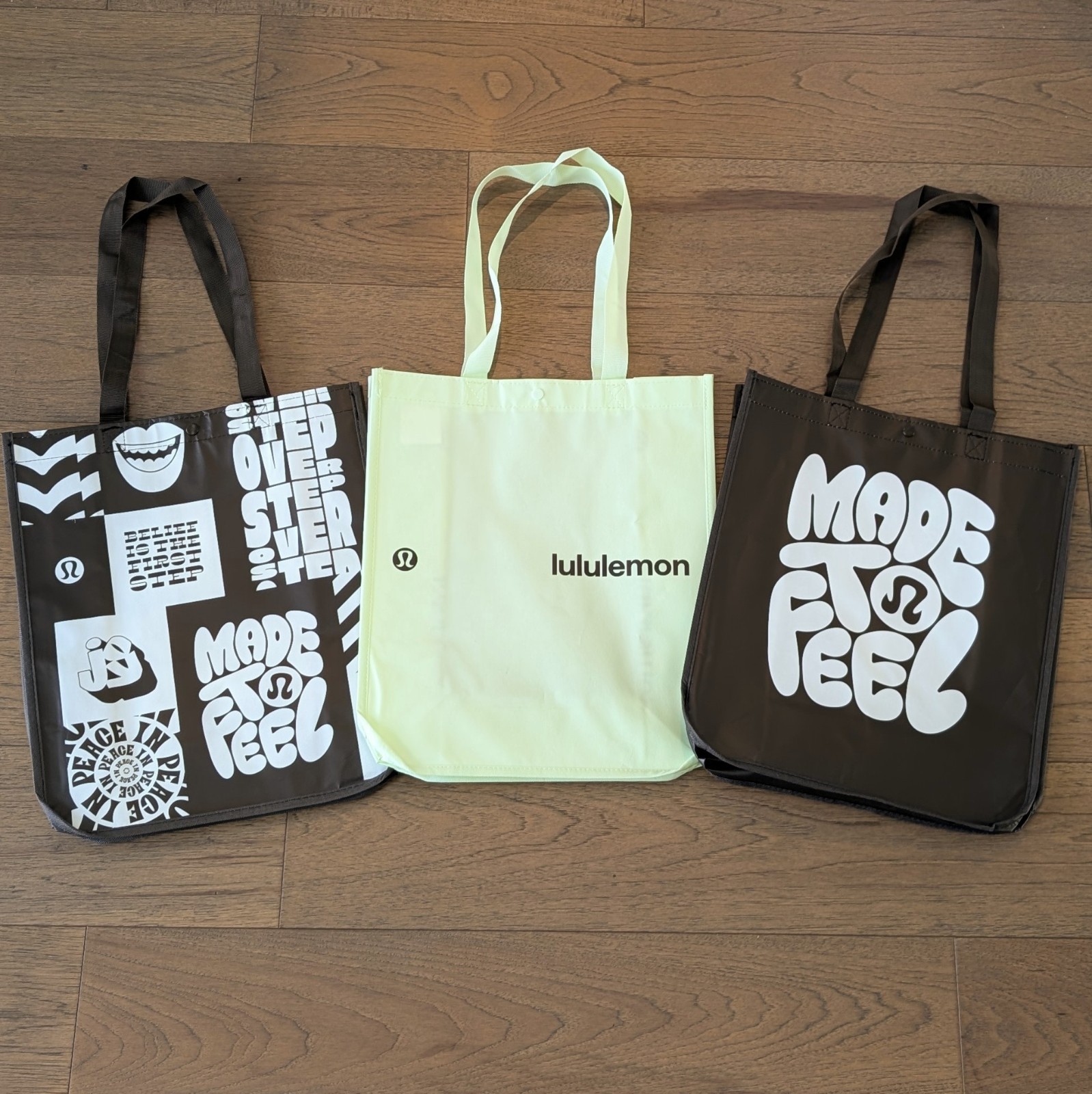 Lot 3 Lululemon Large Reusable Shopping Tote Bags 🤎 Brown 🤎 Lime Black White