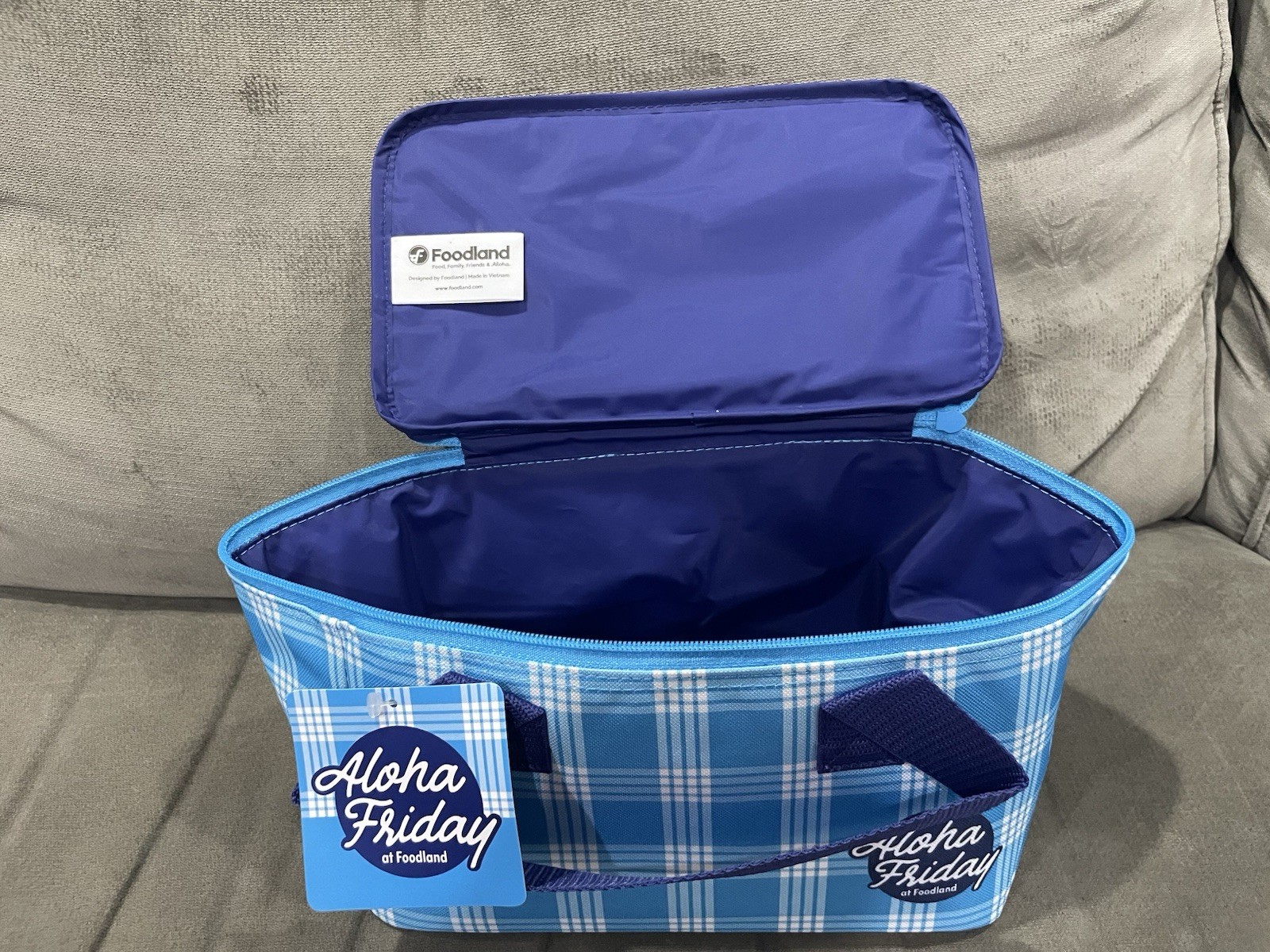 FOODLAND INSULATED LUNCH & REUSABLE BAG BLUE PALAKA SET HAWAII EXCLUSIVE NEW