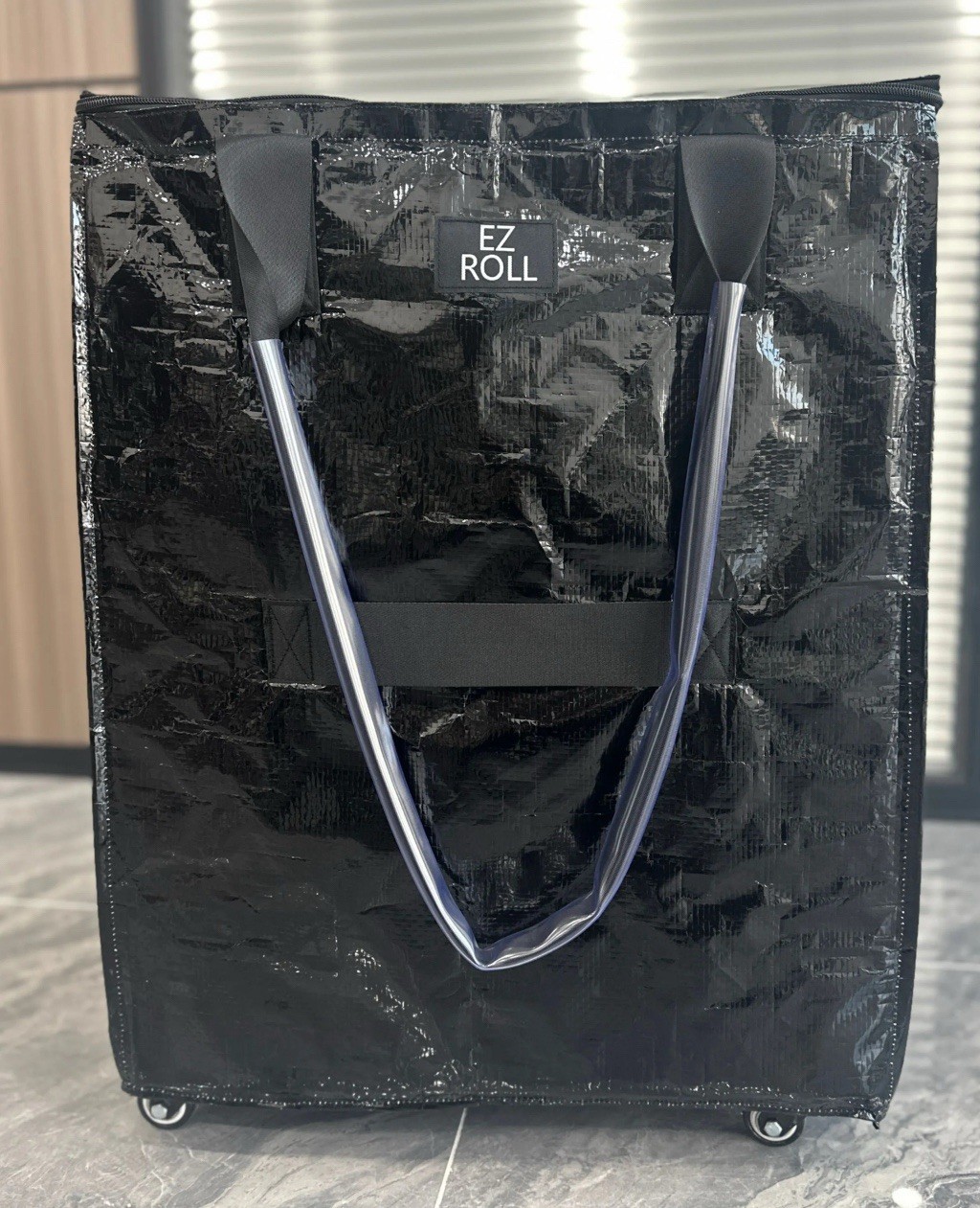 (Large,Silver) Reusable Grocery Bag on Wheels, Foldable Rolling Tote Carries …