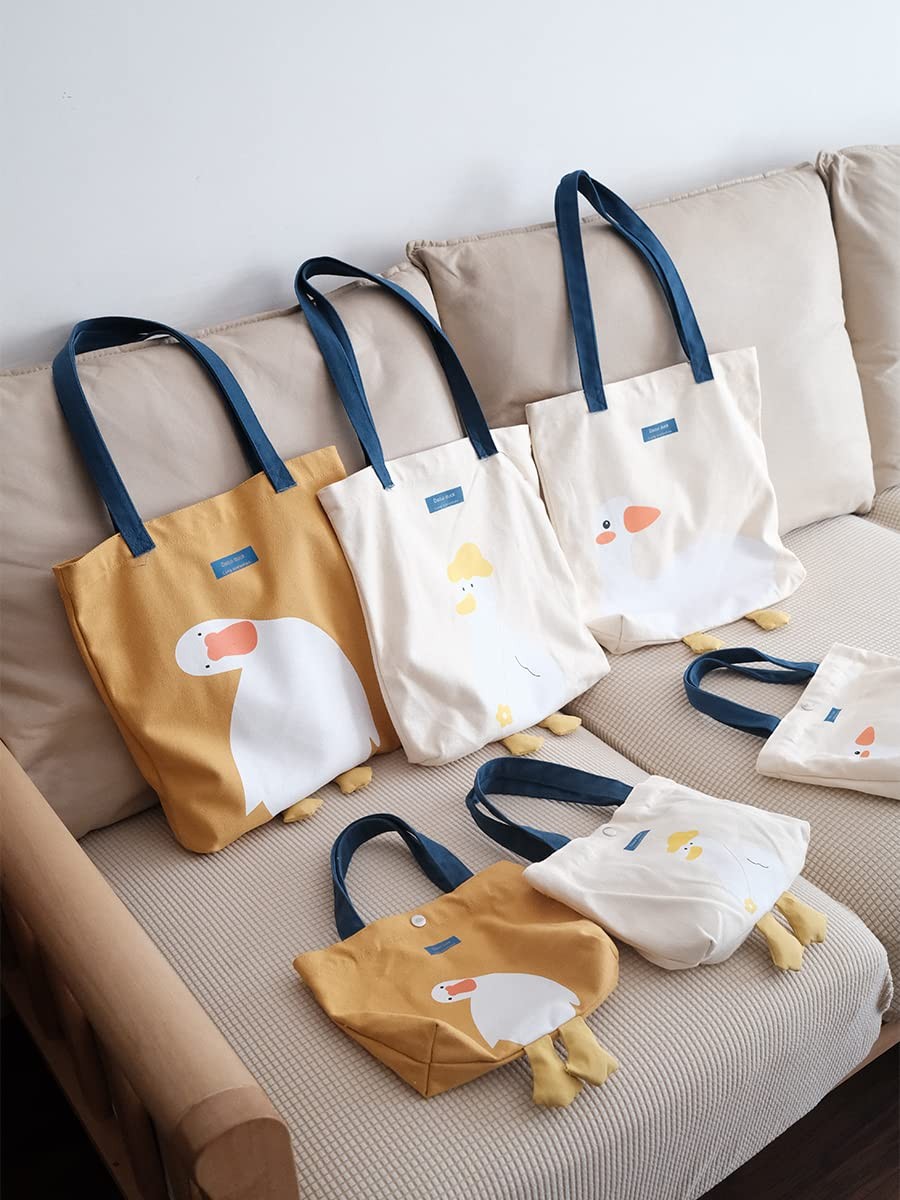 Stylish Tote Bag, Canvas Grocery Bag, Lunch Carrier, Yellow