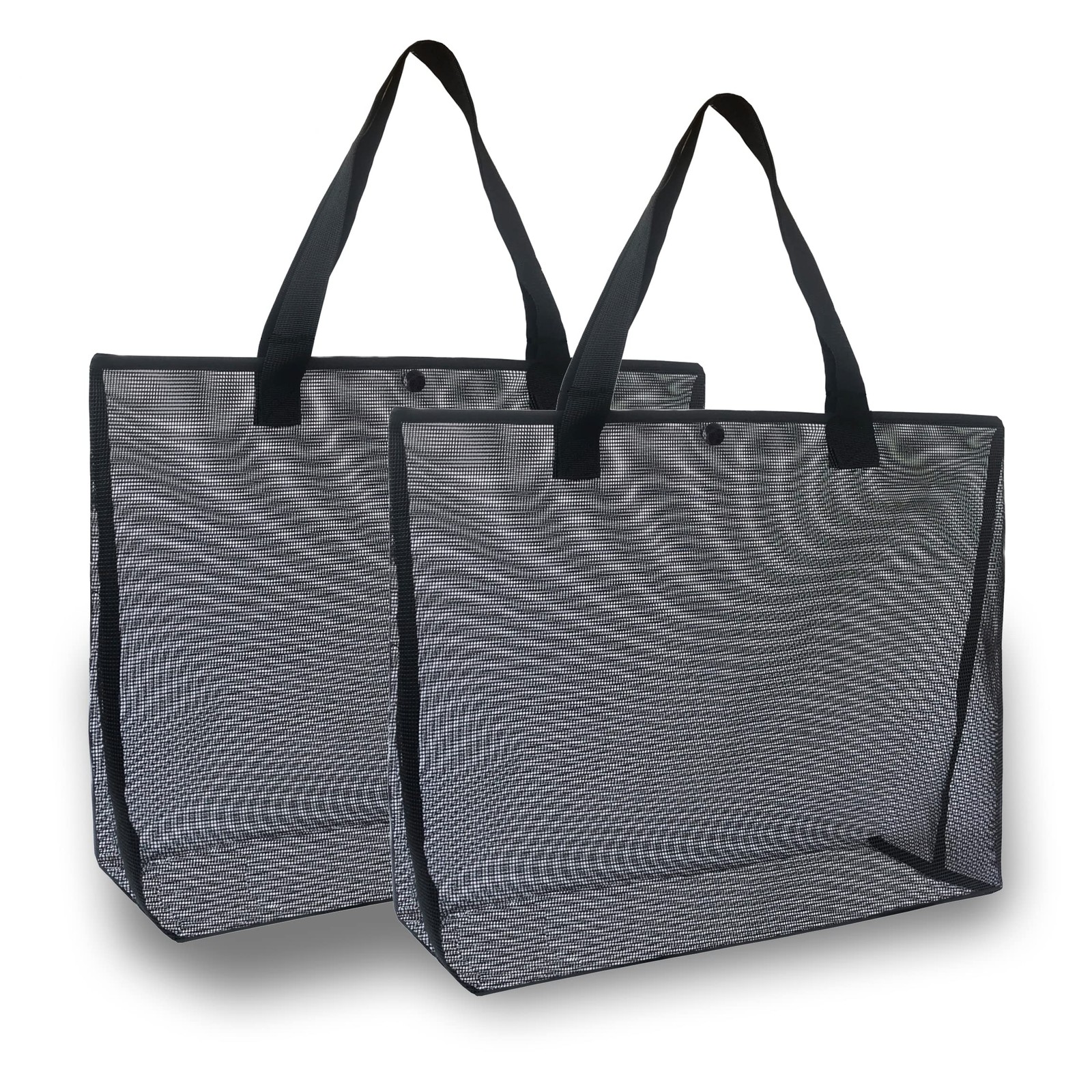 2Pack Large lightweight Simple Mesh Beach Tote Bag With snap Button Reusable …