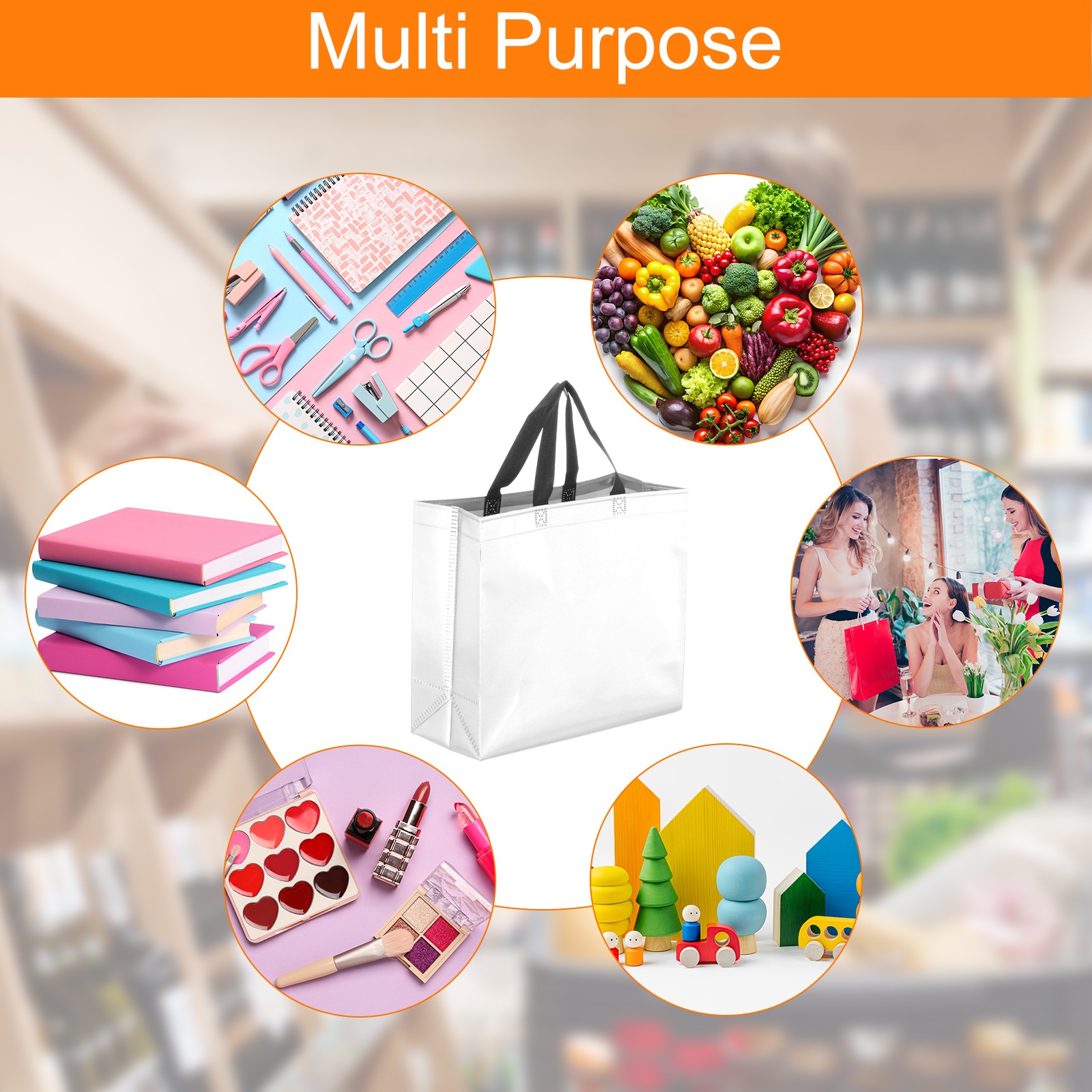 24Pcs Reusable Gift Bags with Handles 10.6 x 13 Inch Silver