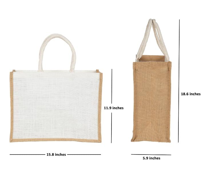 2 Pack White Jute Burlap Tote Bags with Handles Eco-Friendly Bridesmaids