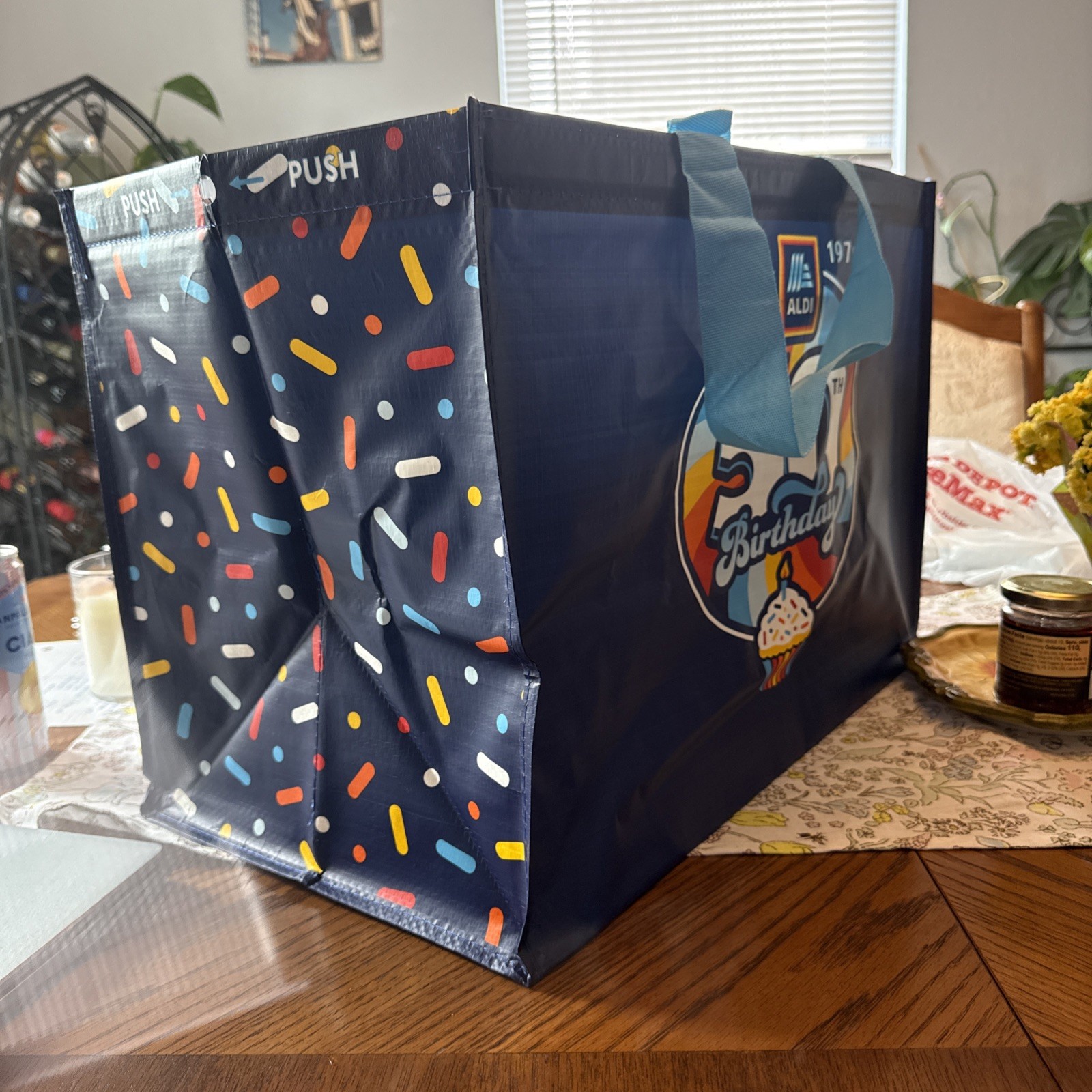 ALDI 50th Birthday Anniversary Reusable Shopping Tote Bag Click N Stay NEW XL