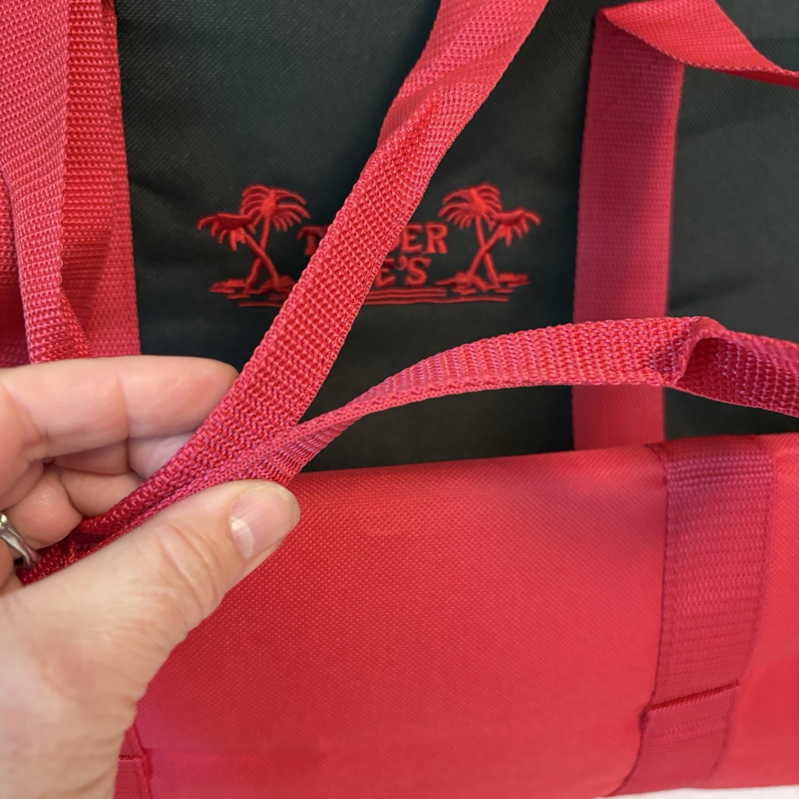 TRADER JOE’S XL Red & Black INSULATED Cooler Tote Bag NWOT