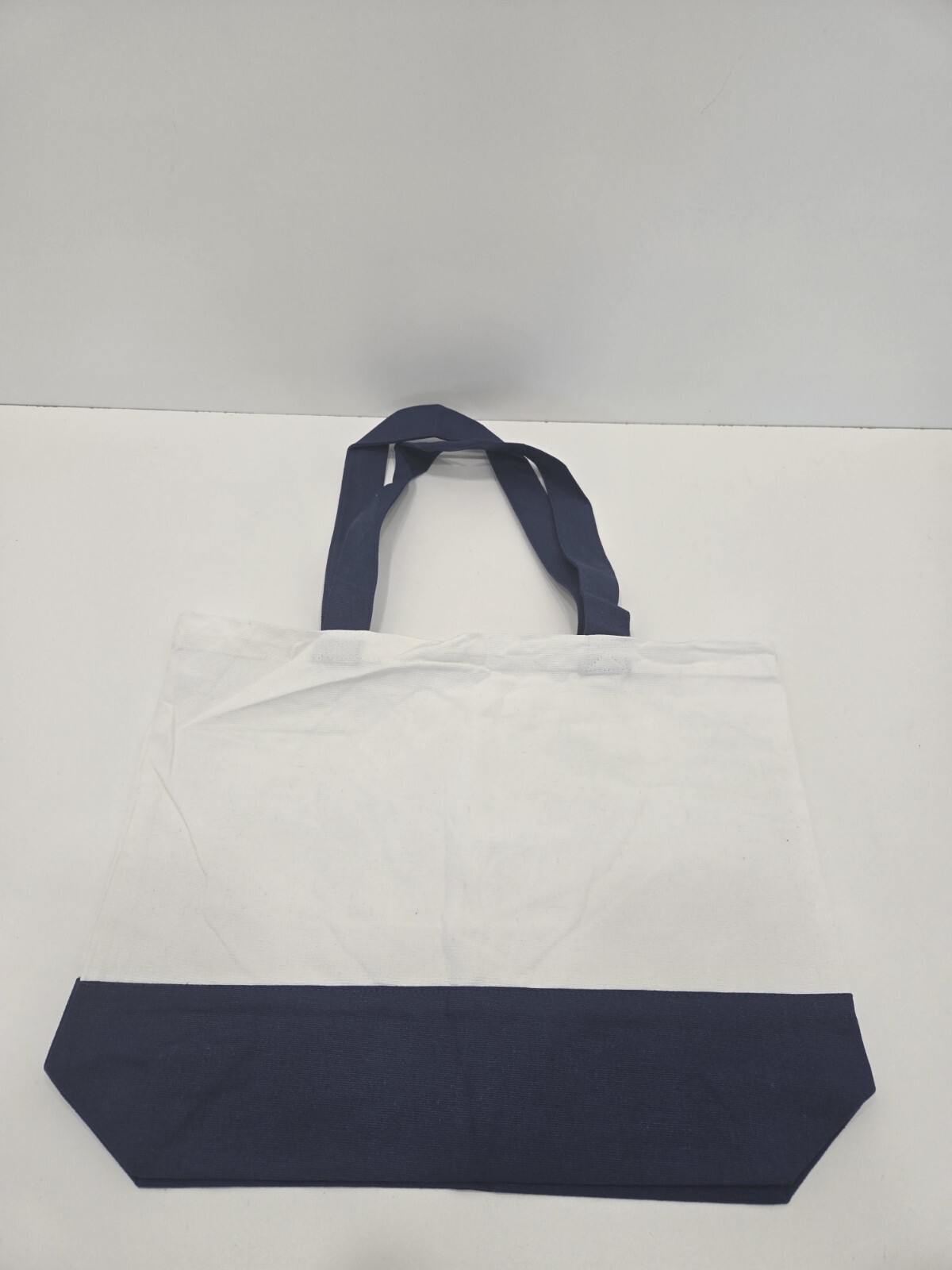 8 Pack |Not Made In China| Reusable Grocery Bag, Canvas Tote, White W/Navy Trim