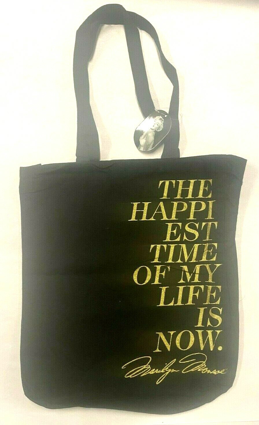 Pair Marillyn Monroe Shopper Tote Bag Cotton Canvas Happiest Time Life is Now