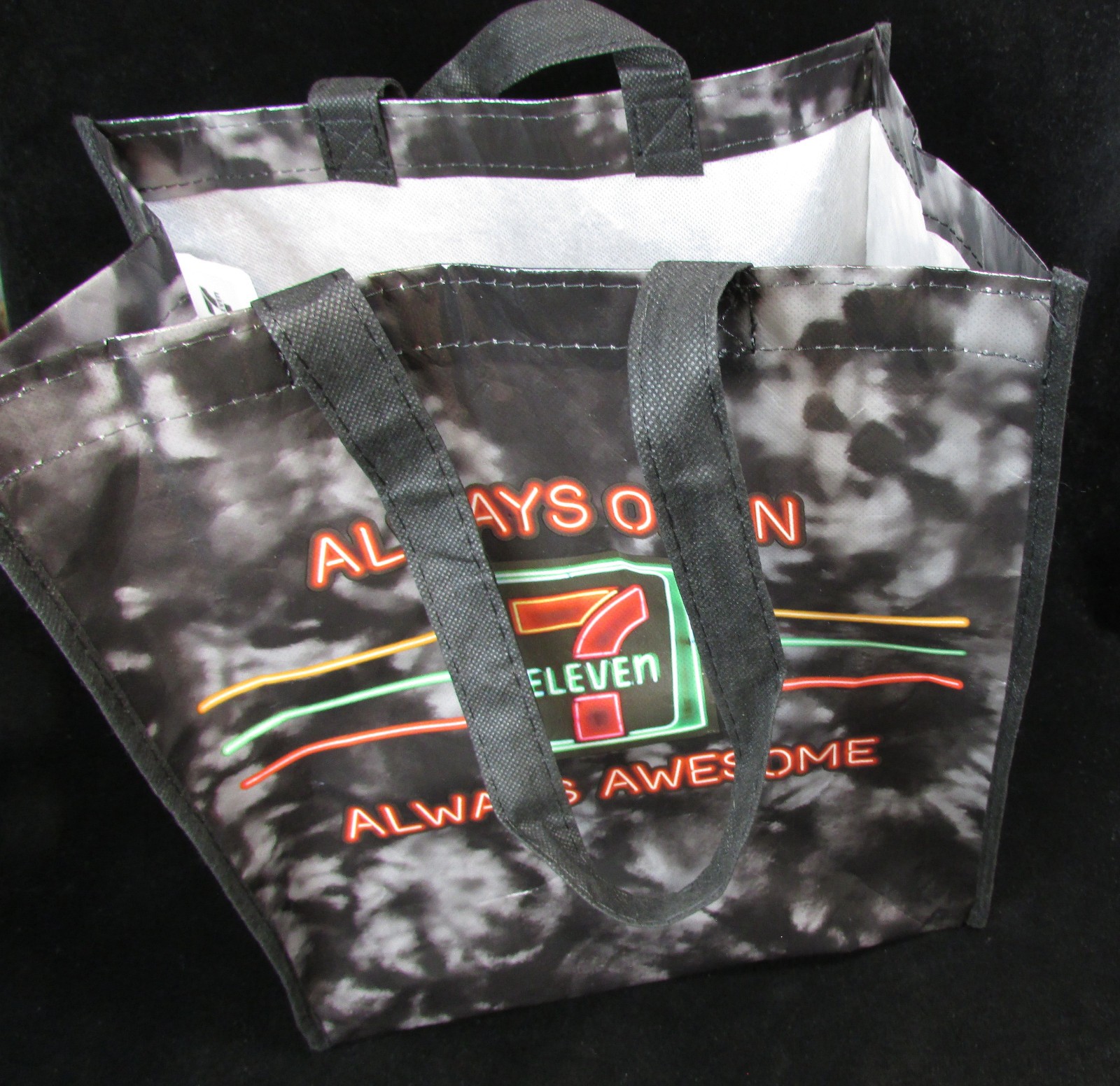 Neon ALWAYS OPEN 7-ELEVEN ALWAYS AWESOME Reusable Nylon TOTE BAG 13″ x 12″ x 8″