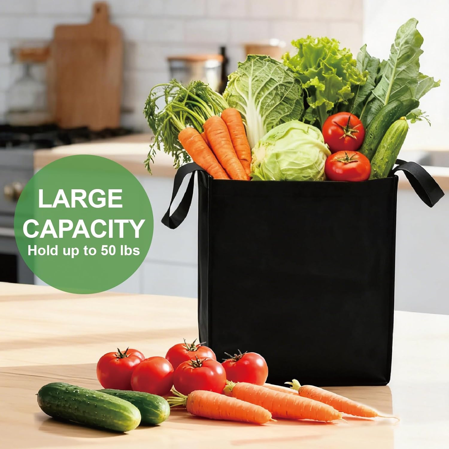 10 Pack Reusable Shopping Bags – 14.9×12.6×9.4 Inth Bulk Tote Bag for Grocery wi