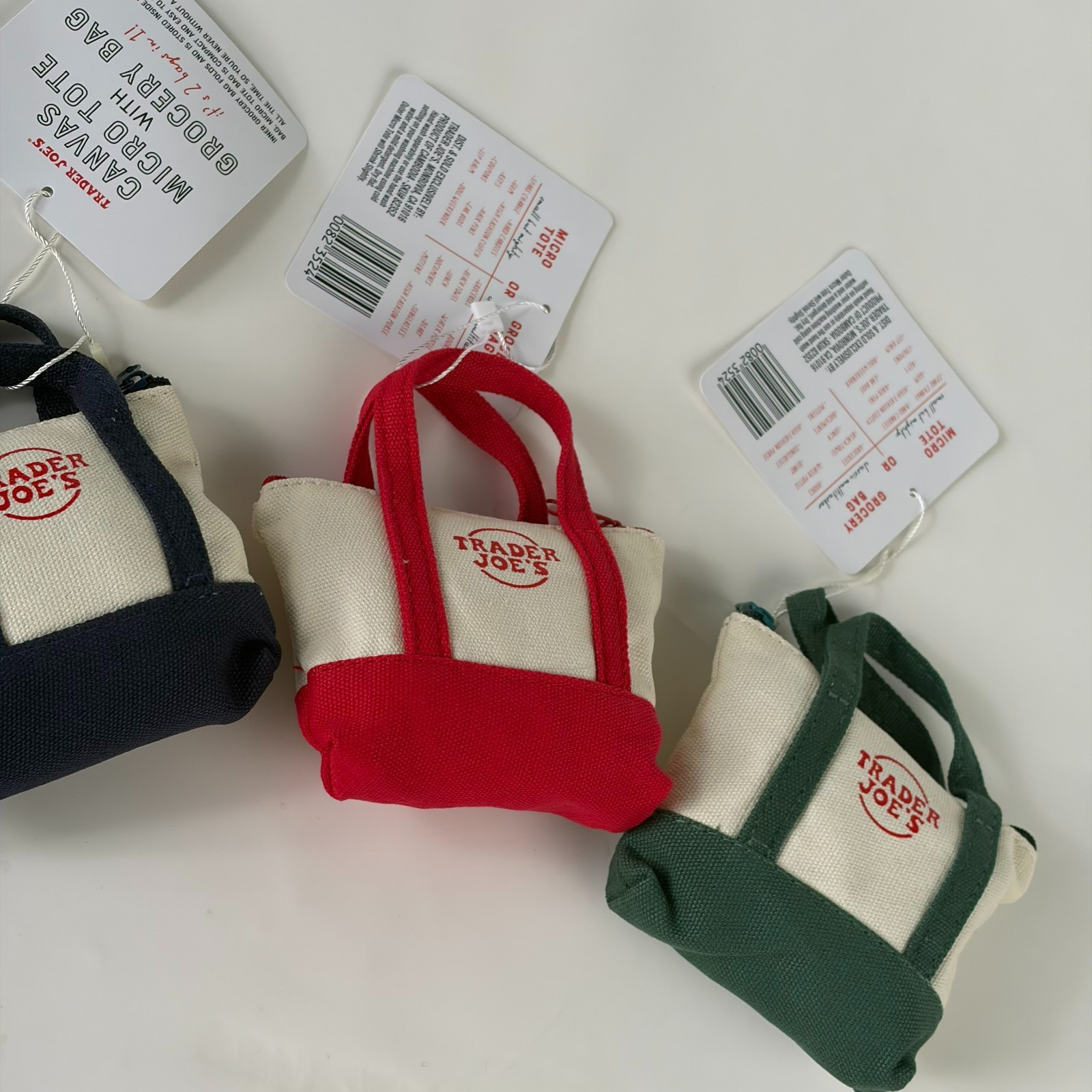 Set of 3 Trader Joe’s Canvas Micro Tote With Storage Bag 2025 Christmas Limited