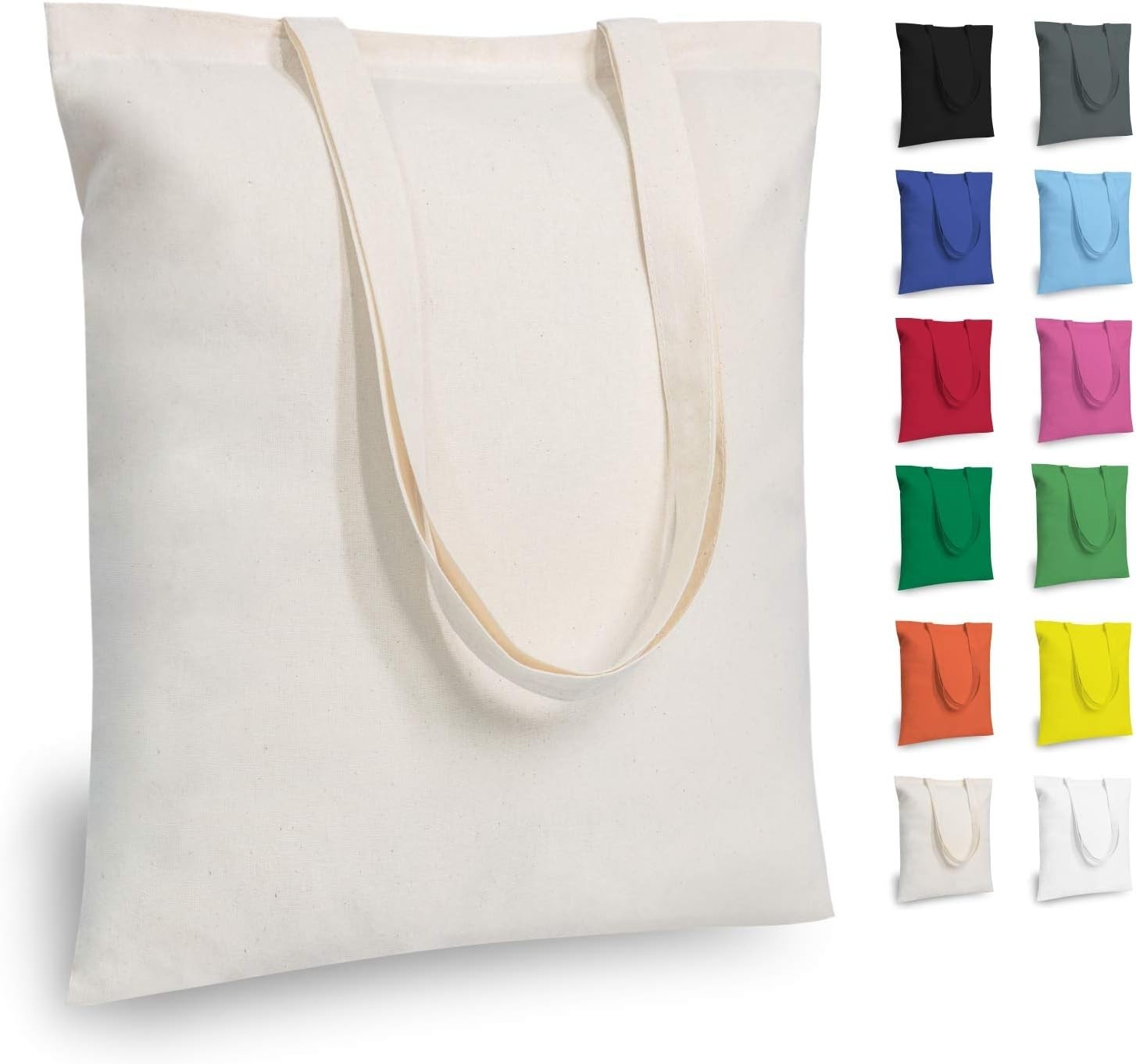 5 | 12 | 24 | 48 | 192 Pack Economical Cotton Tote Bags, Lightweight Medium R…
