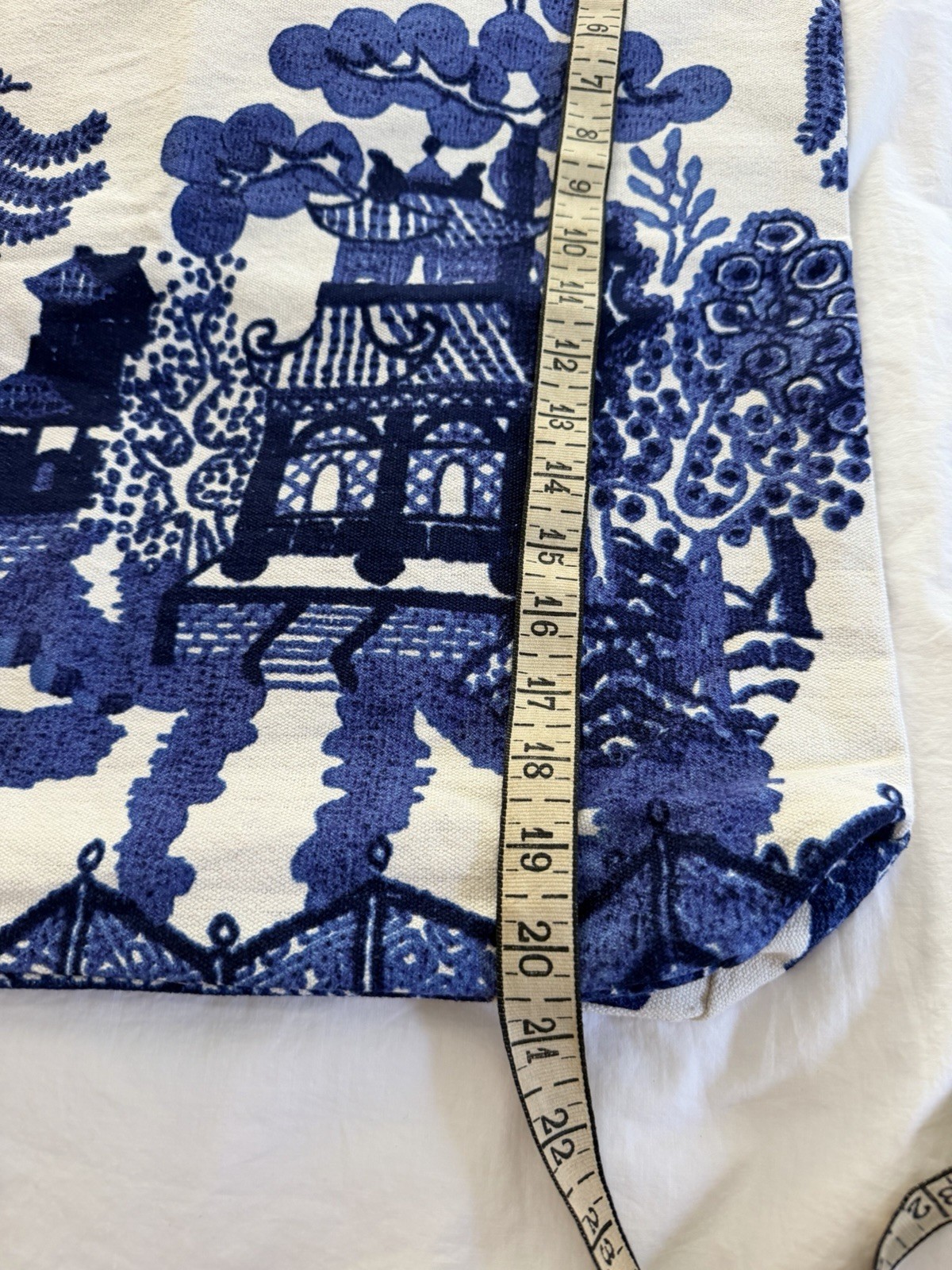 One Hundred Stars Blue & White Willow Pattern 100% Cotton Canvas Tote Bag NWT