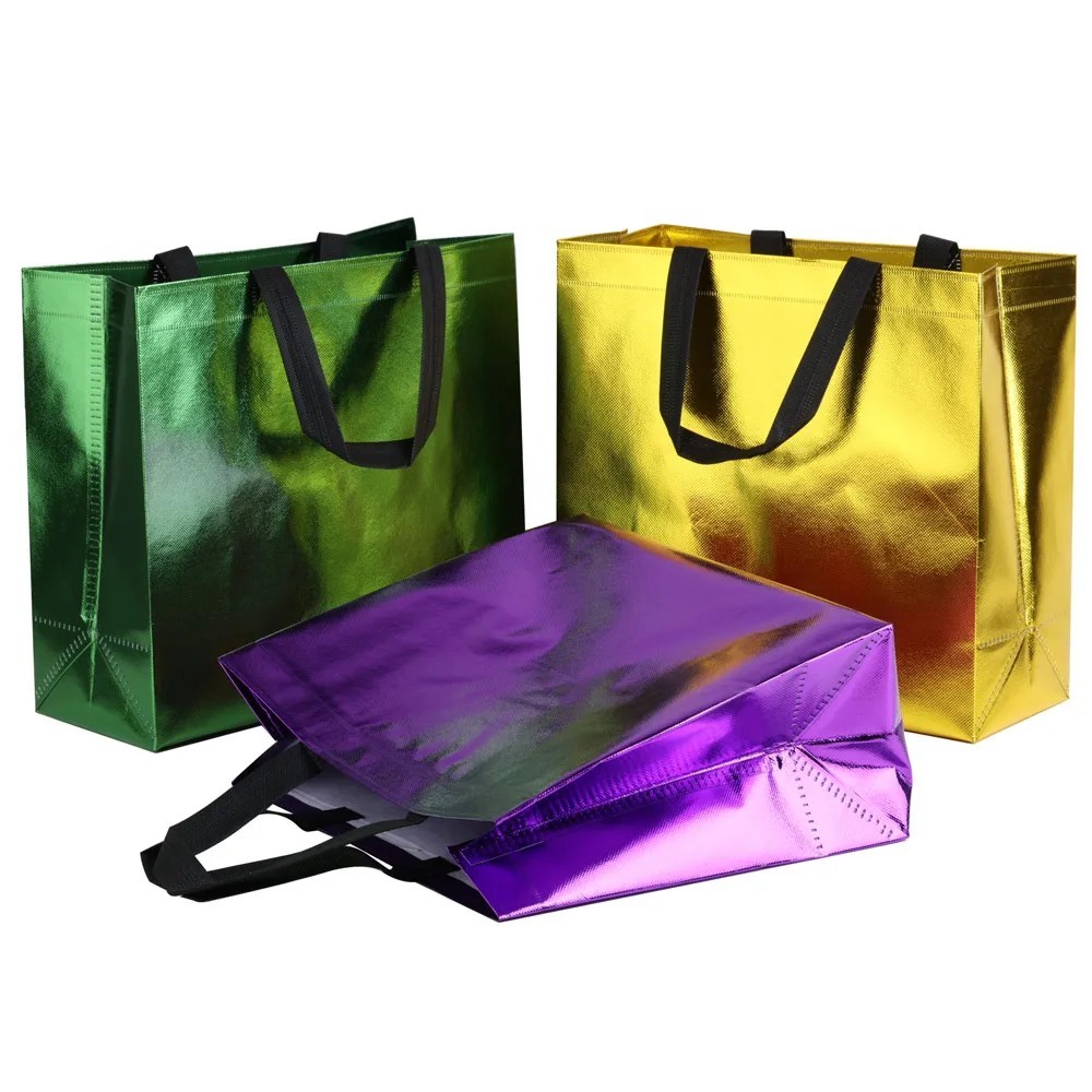 10 PACK Non-Woven Fabric Gift Bags Handles Waterproof Shopping Bags Organizer