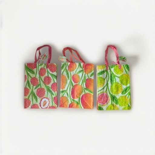 3 Pc Lot Foodland Hawaii Mango Guava Lychee Reusable Bags NWT Aloha Island Fruit