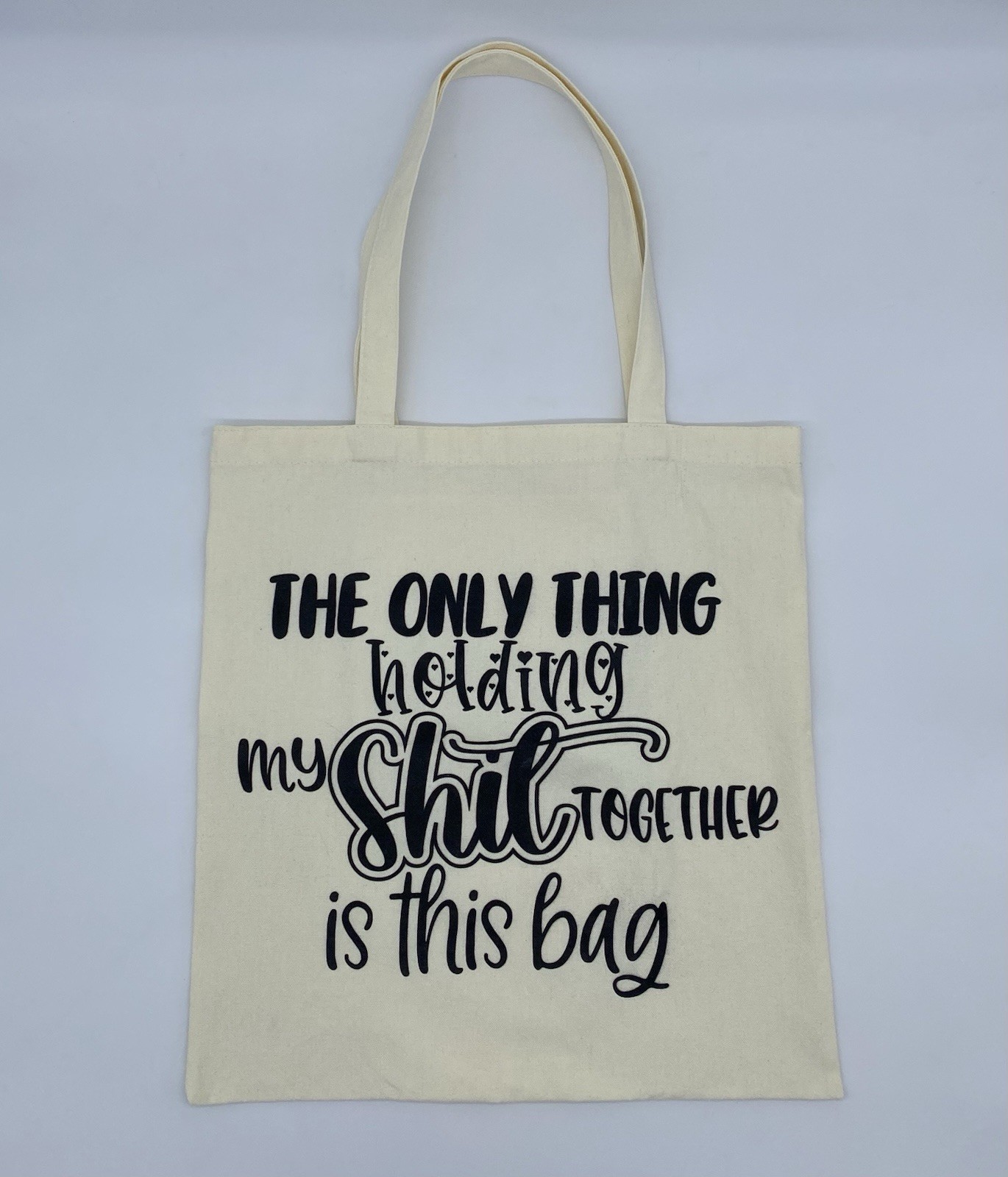 Reusable Cream Black Cotton Light Weight Canvas Tote Bag Funny Sarcastic