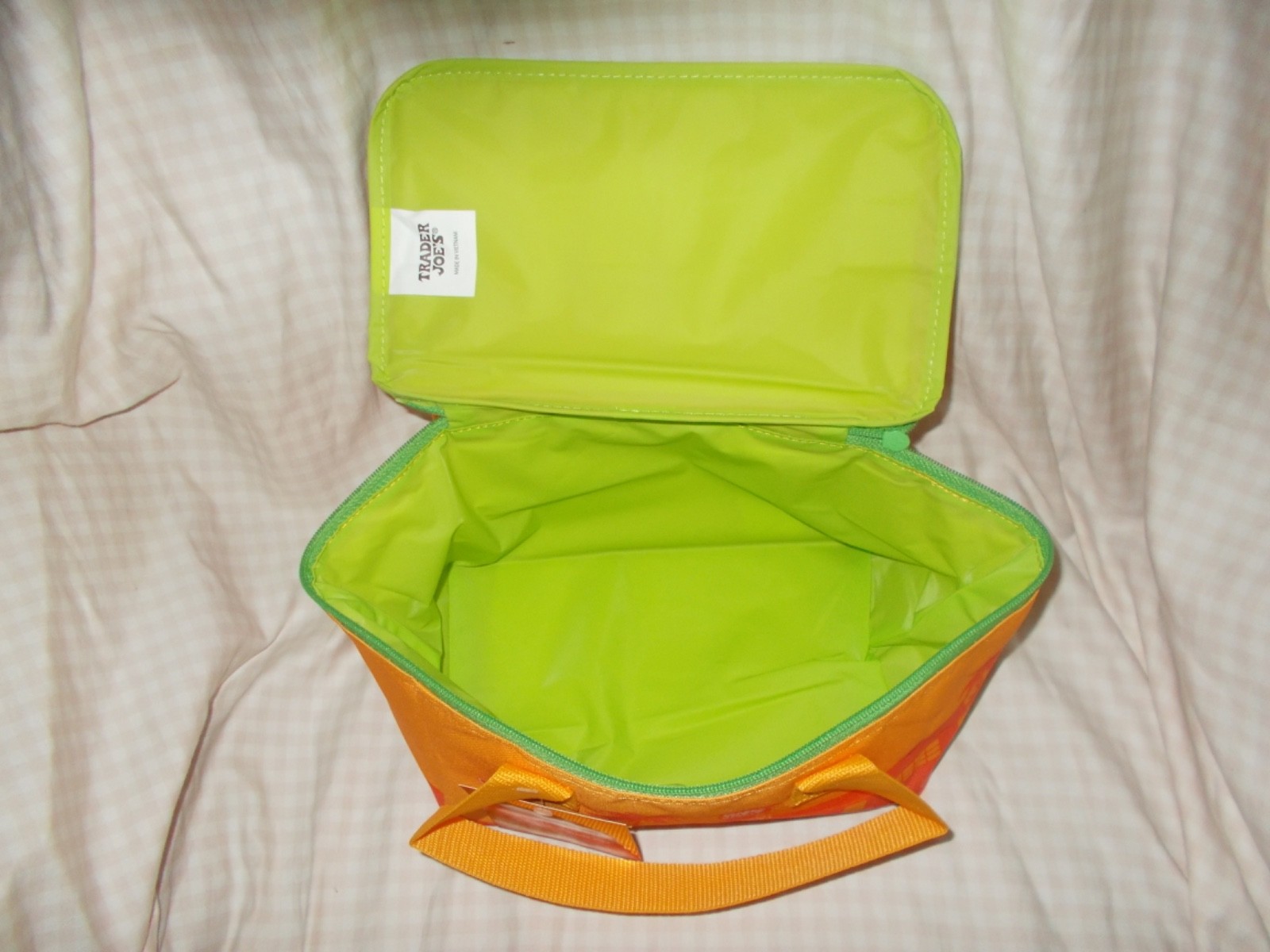 Trader Joes Mini Insulated Tote Summer Collection Sunny Orange Green Zip 2026