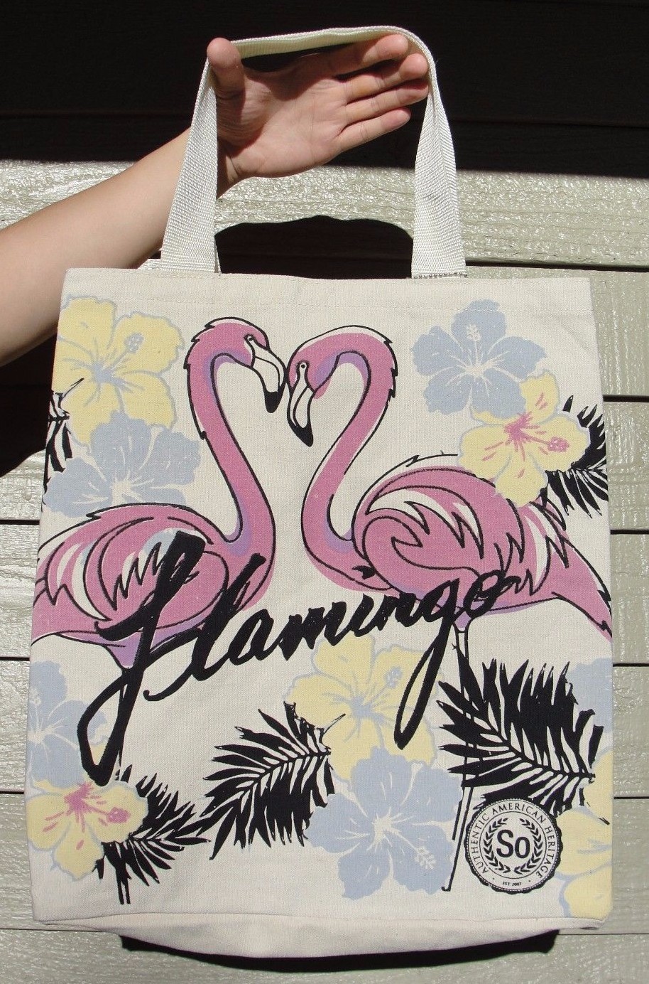 UV Color Change FLAMINGO Love 16.5″H x 16″W x5.5″D Tote Bag w/ Popsicle Keychain