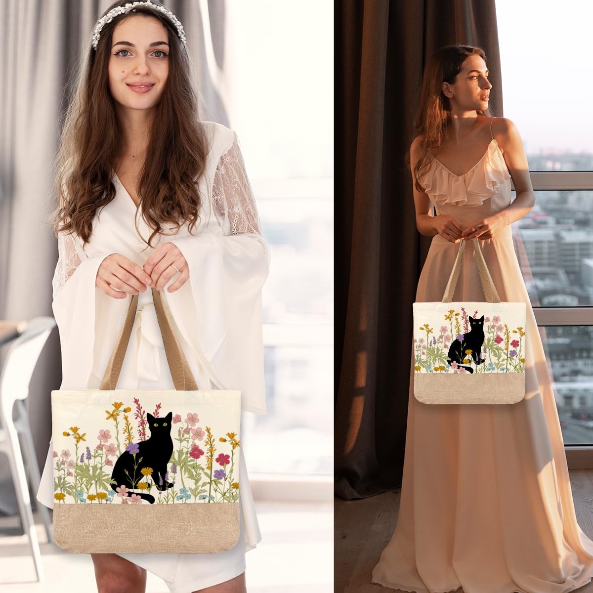 Cat Tote Bag, Cute Black Cat Gifts, Gifts for Cats Lovers Women Friends Girlf…