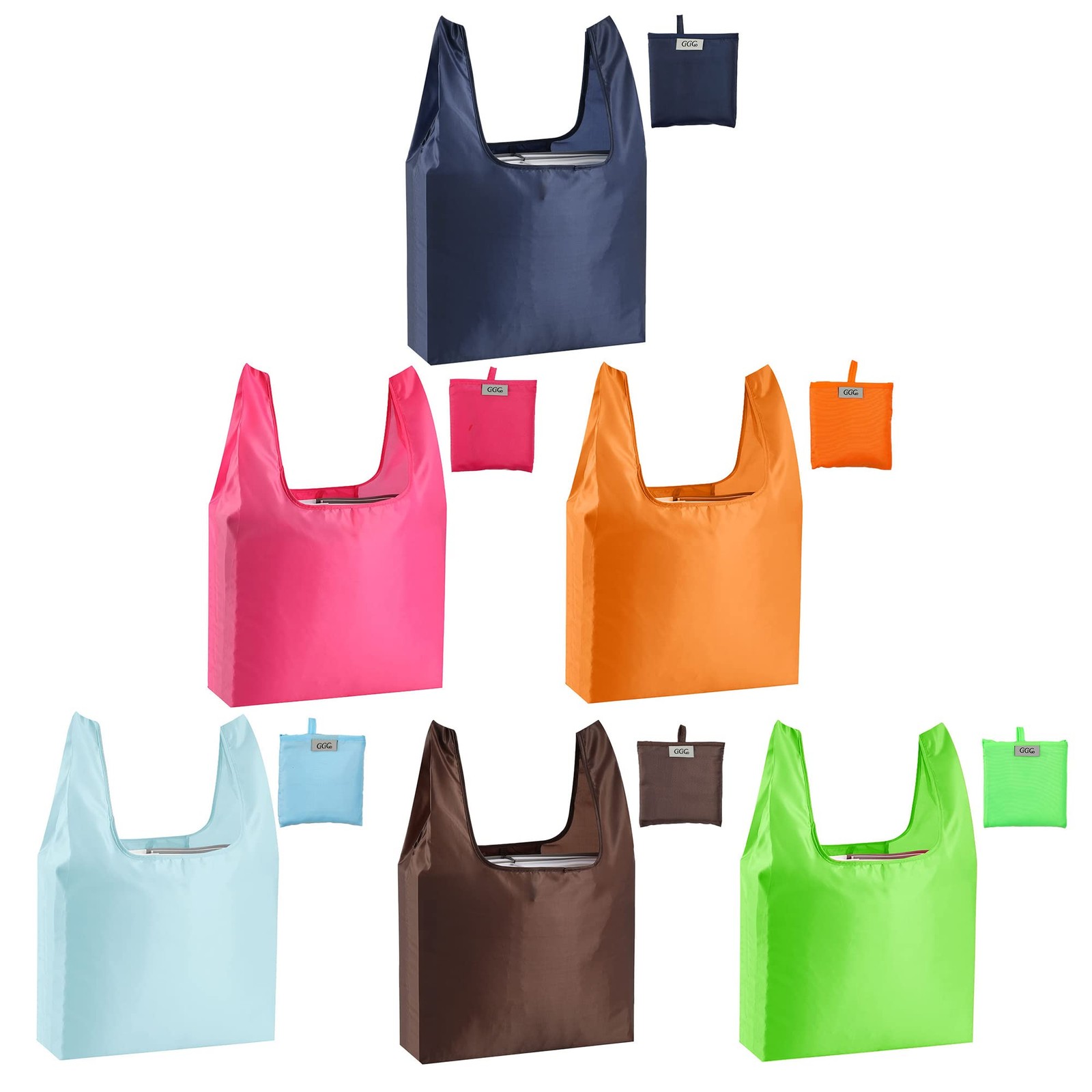 CiCiGo Large Reusable Bags Shopping Washable Foldable 6 Pack Large, Color