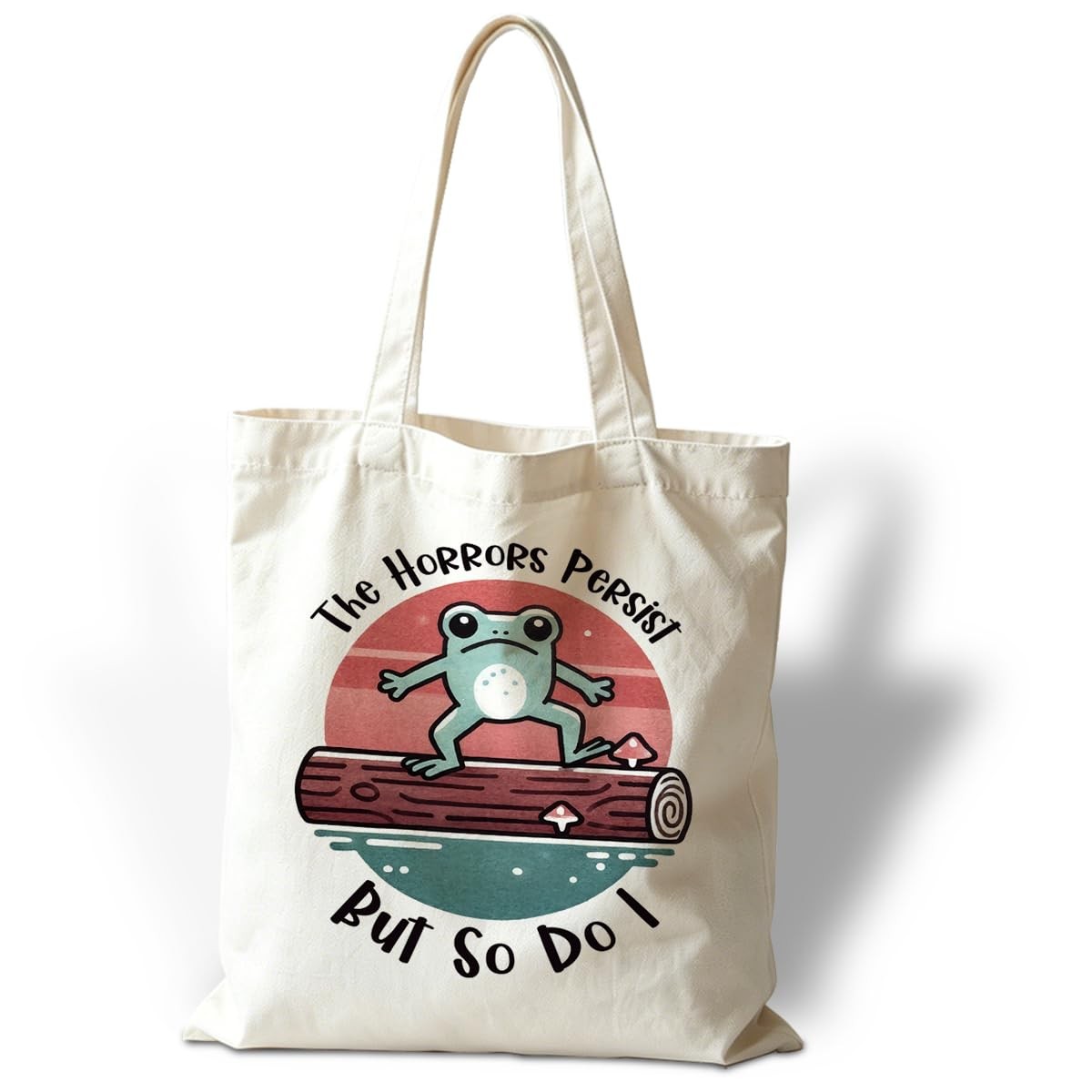 Canvas Tote Bag for Women, Funny Frog Shoulder Bags, Inspirational Canvas Tot…