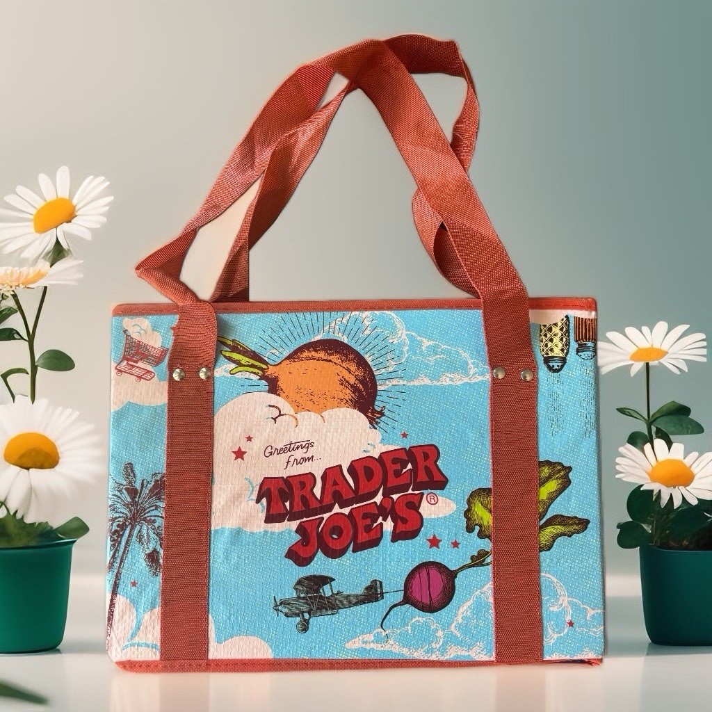 (4 Bags) NEW Trader Joe’s Stand-Up Collapsible Grocery Tote Bag
