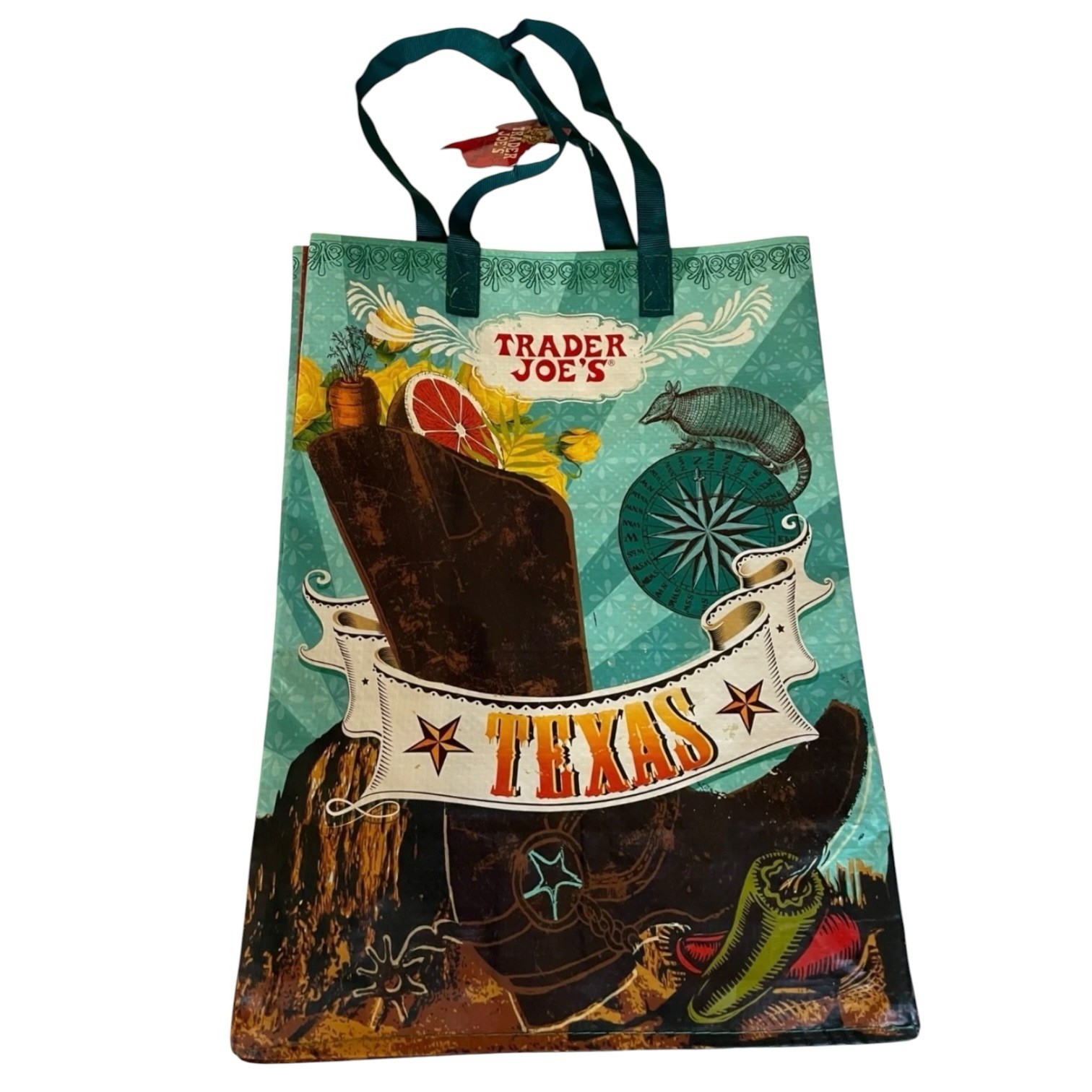 Trader Joe’s Texas State Western Boot Souvenir Large Reusable Shopping Tote Bag