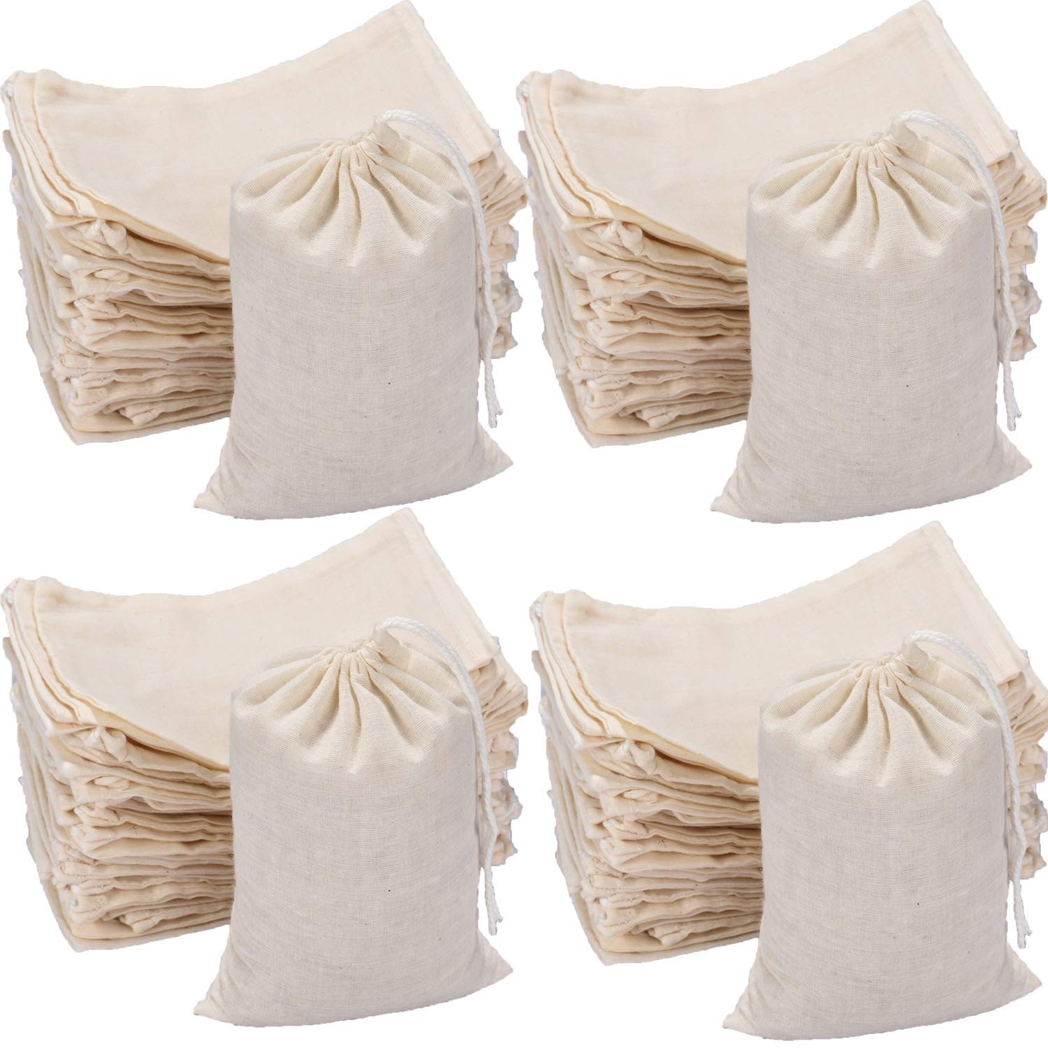 Tatuo 400 Pcs Cotton Muslin Bags with 1 count (Pack of 400), natural color