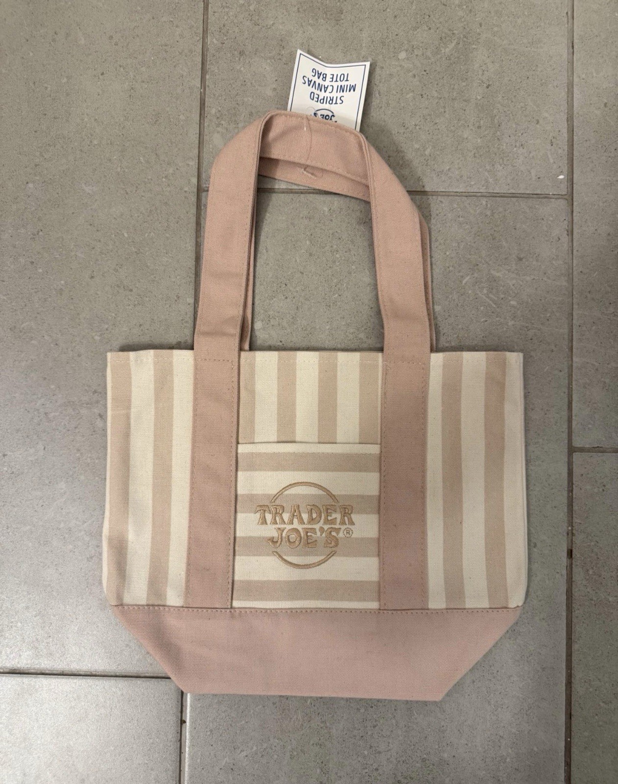 Trader Joe’s Reusable Canvas Tote Bag Striped Multicolor 11x12x18 in