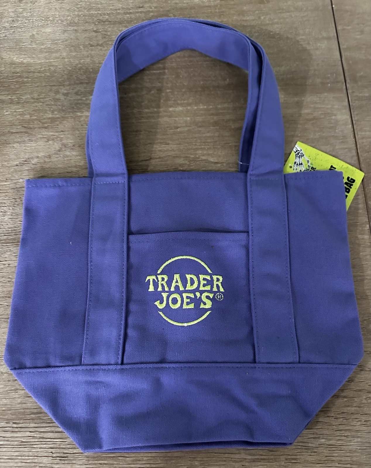 Trader Joe NWT Limited Edition Embroidered MINI CANVAS TOTE BAG 2024 💚