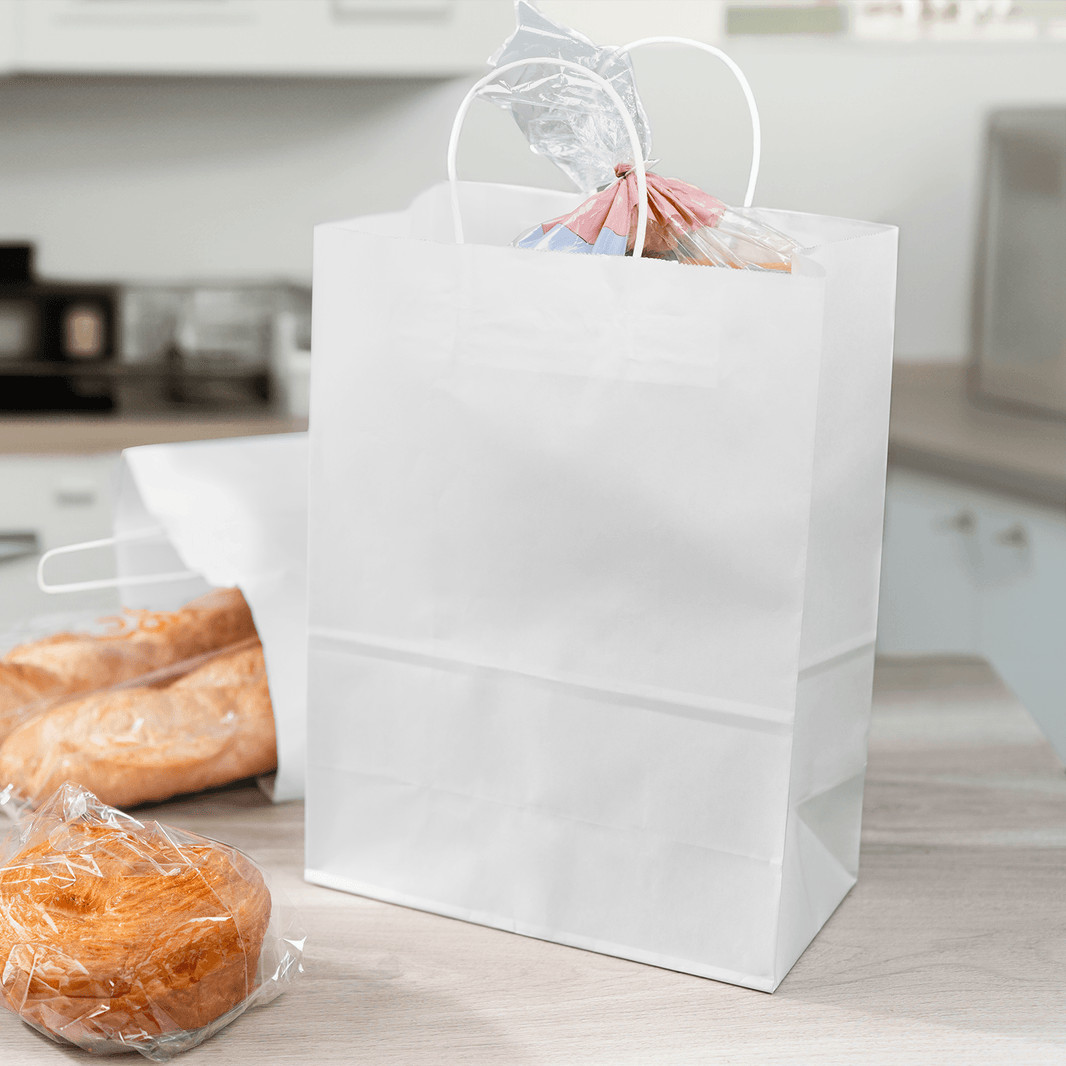 Karat Laguna Paper Shopping Bag with Twisted Handles, White – 250 pcs, FP-SB110W