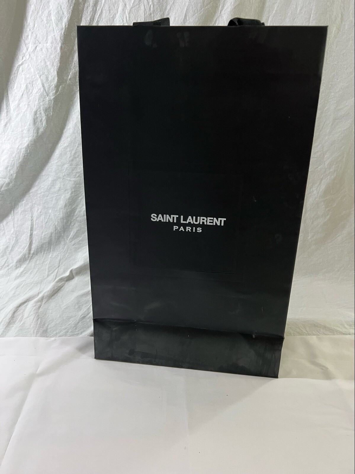 Authentic Saint Laurent Paper Shopping Bag Reusable Black 20.5″ x 12.5″ x 6″