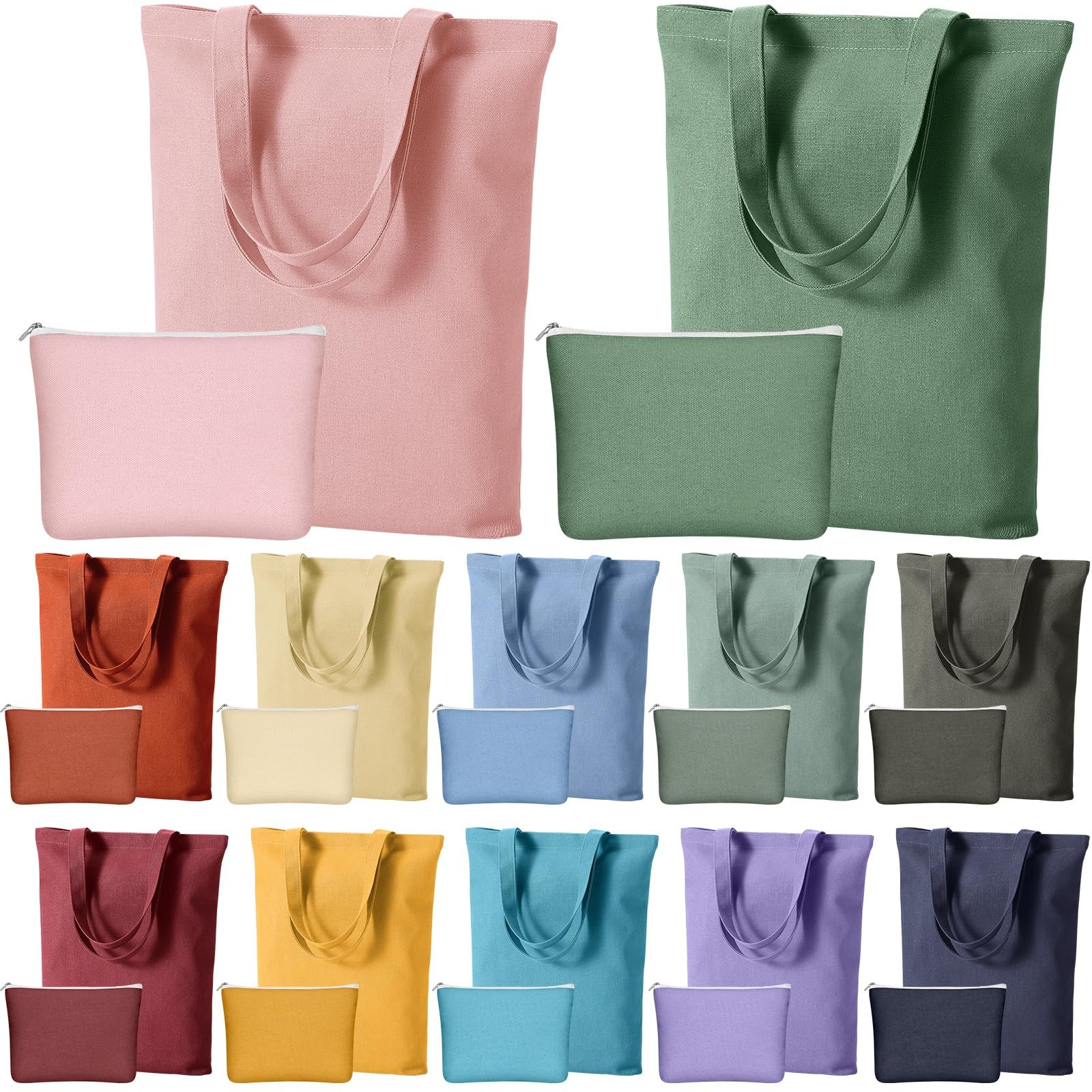 24 Pack Blank Tote Bags Bulk and Makeup Pouches 13 x 15 Inch Cotton Reusable …