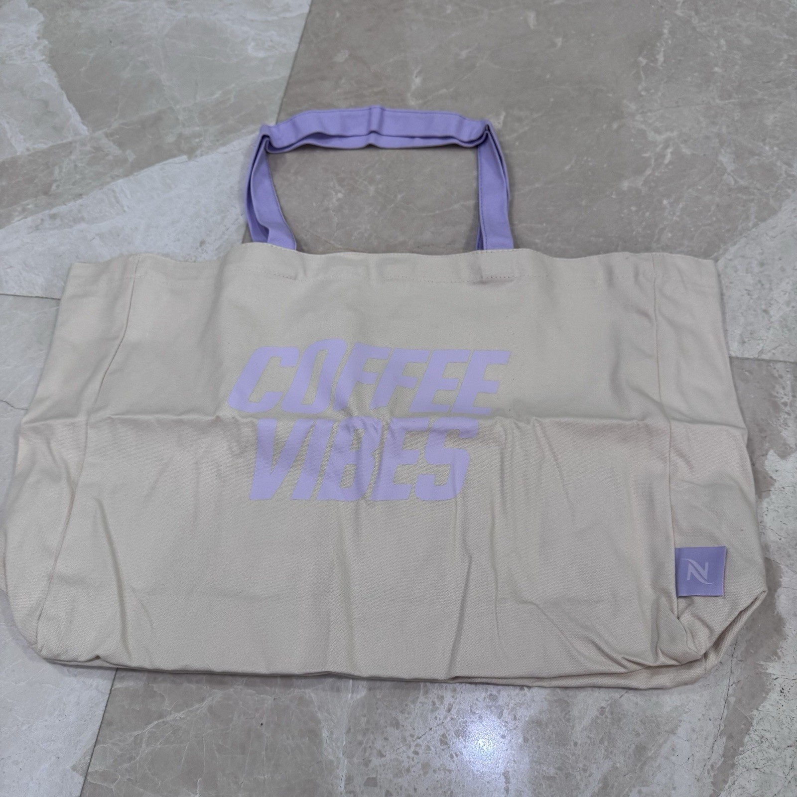Nespresso Coffee Vibes Lavender Tote Reusable Bag & Yellow Yuzu Barista Ice Tray