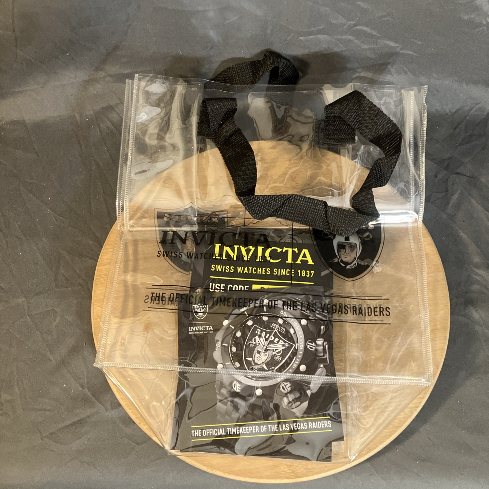 Vegas Raiders Invicta Clear Tote Grocery Travel Shopping Game Bag