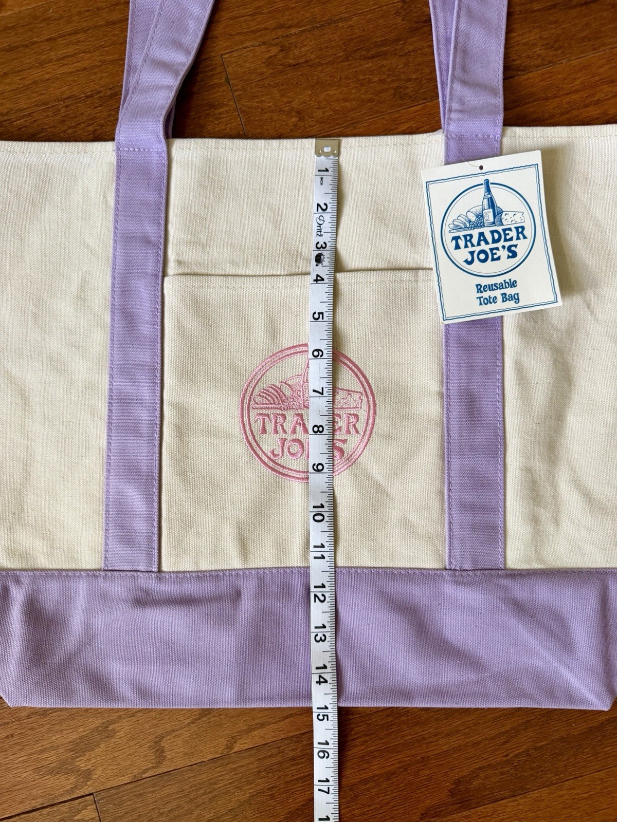 Trader Joe’s Lavander Large Canvas Tote Bag Brand New With Tag Rare Collectible