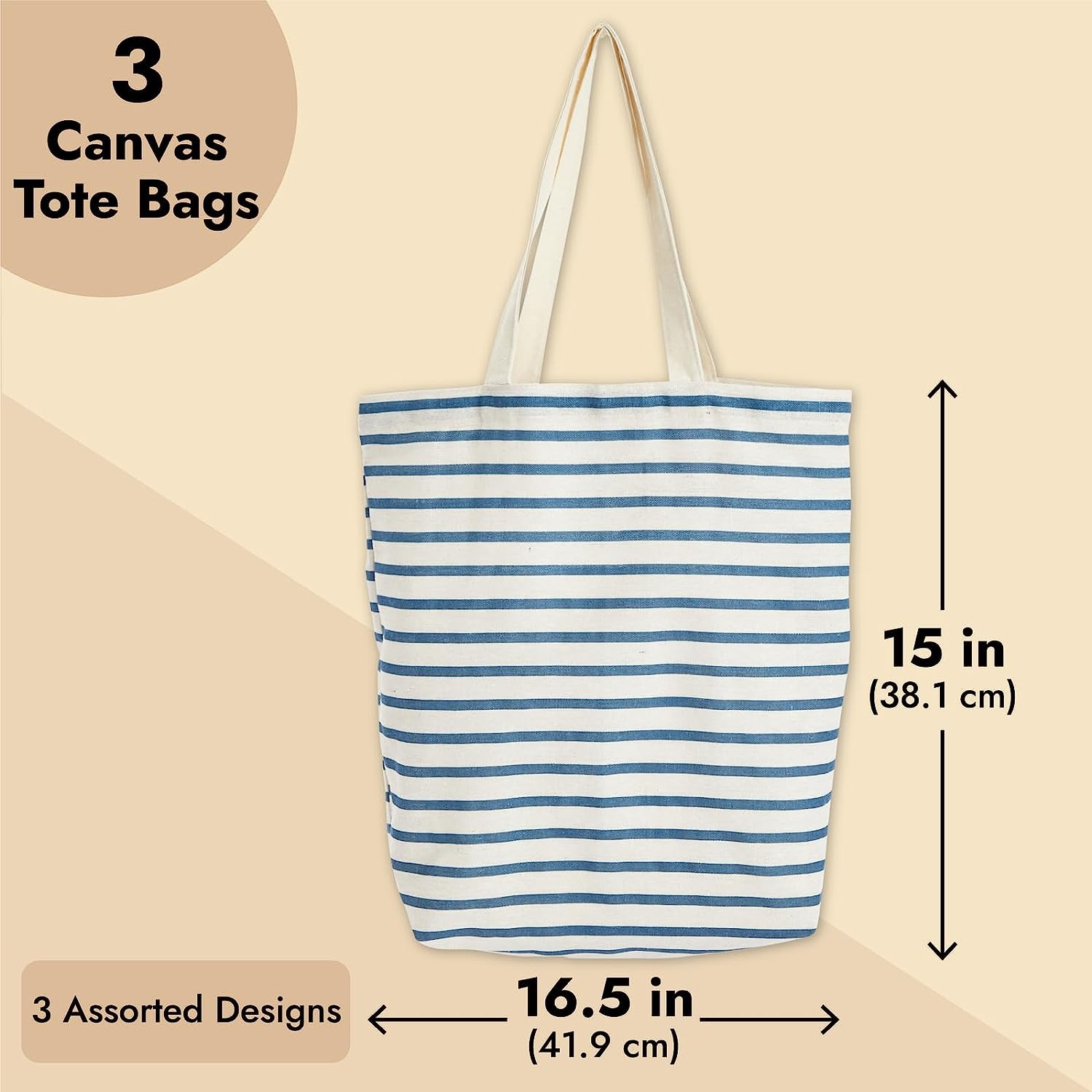 Durable Polycotton Canvas Tote Bag Set – Foldable Grocery Bags